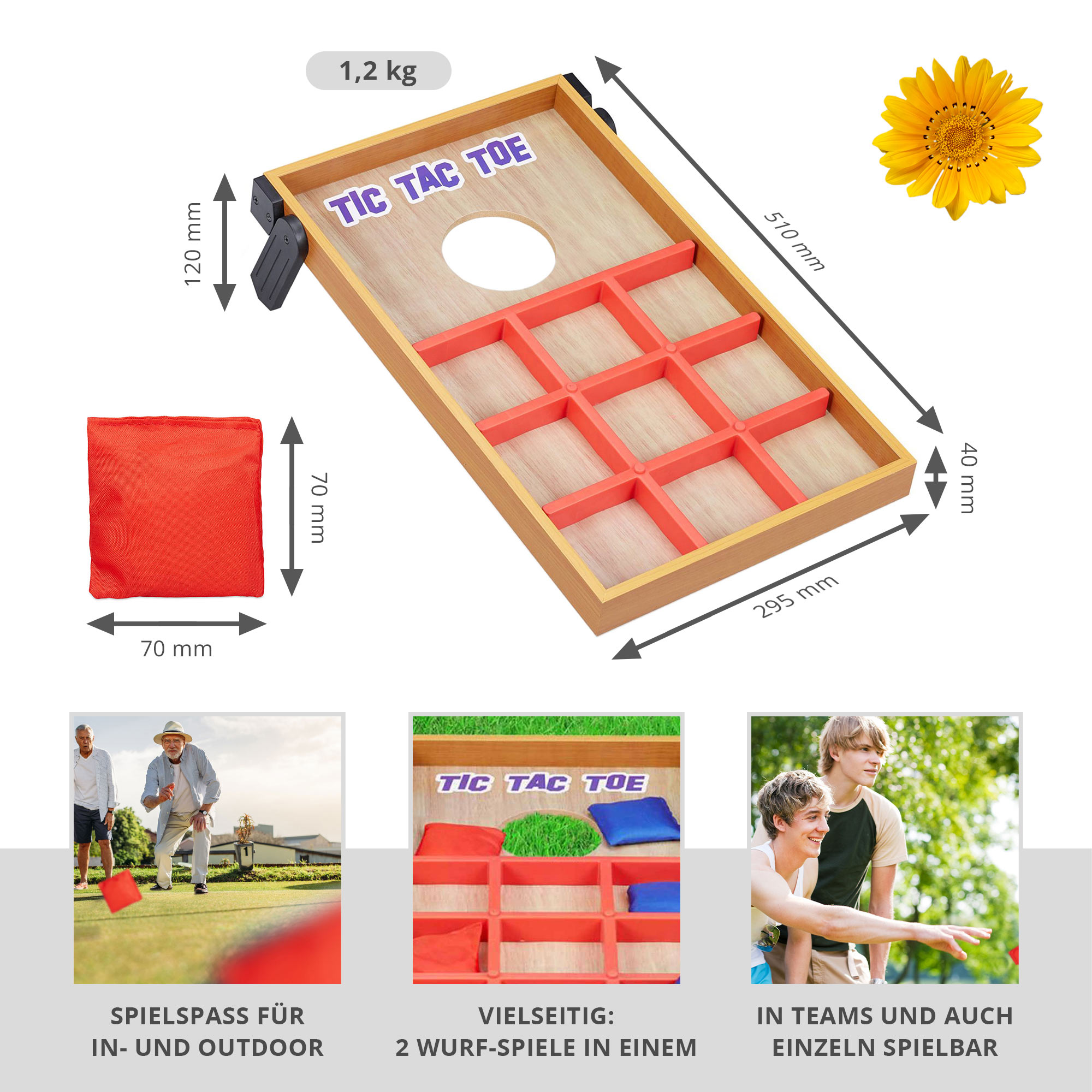 2in1 Cornhole Wurfspiel mit Tic-Tac-Toe 2178-MZ - 1