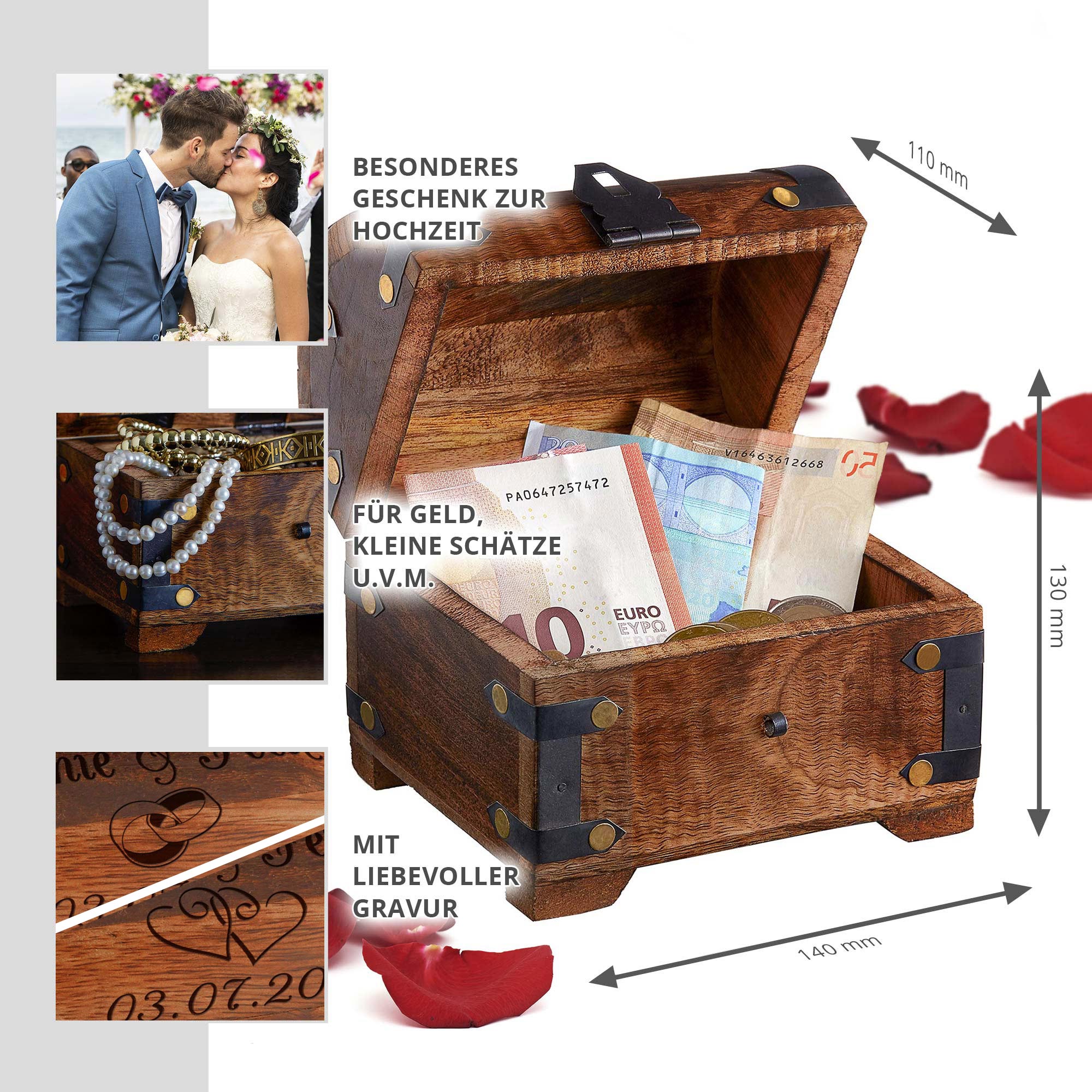 Geld Schatztruhe zur Hochzeit Dunkel