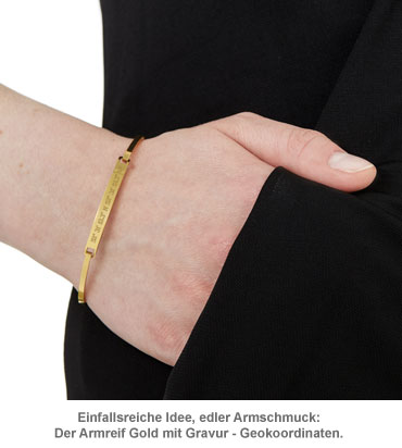 Armreif Gold mit Gravur - Geokoordinaten 3548 - 2