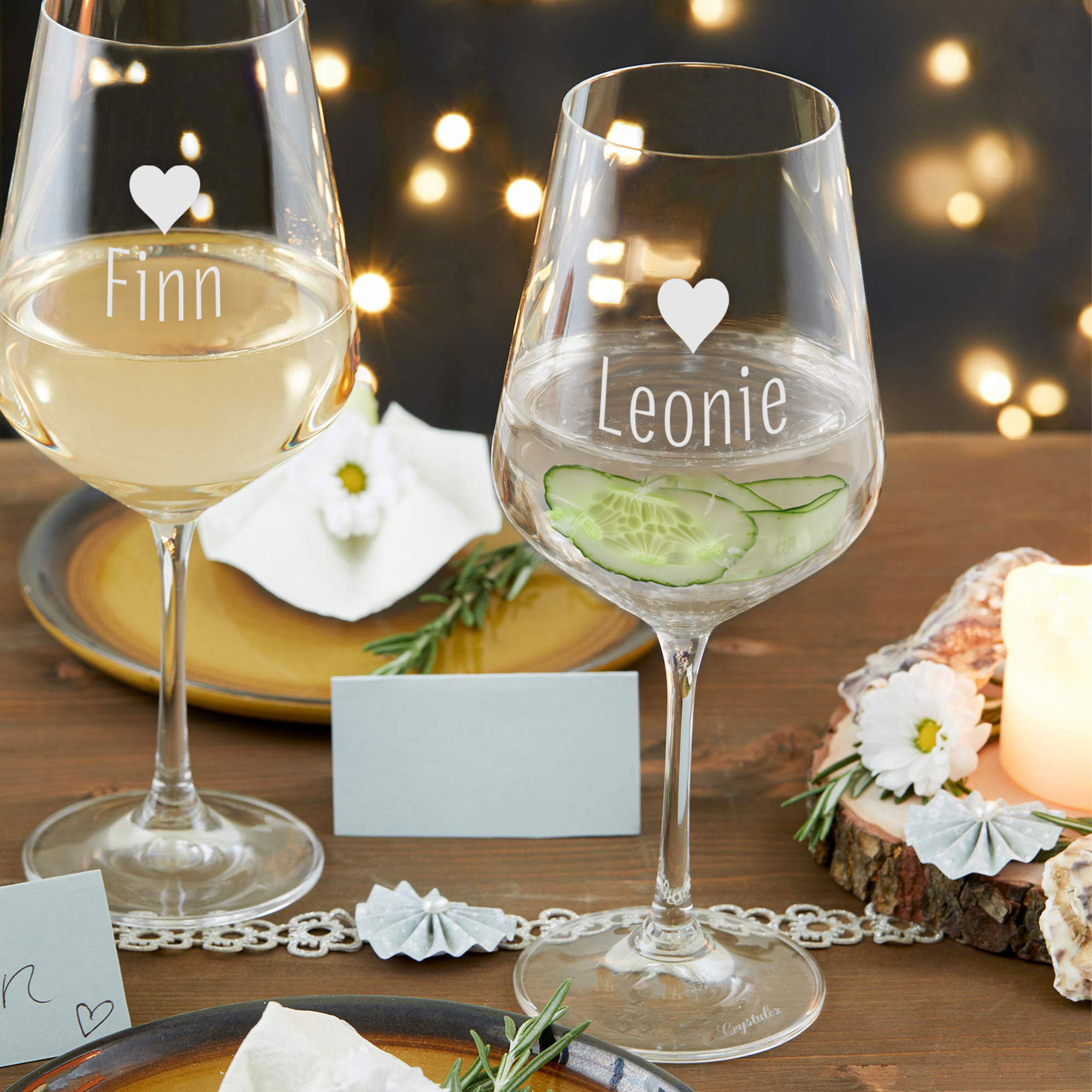 Personalisierte Weingläser Herz - 2er Set Personalisierte Weingläser Herz - 2er Set