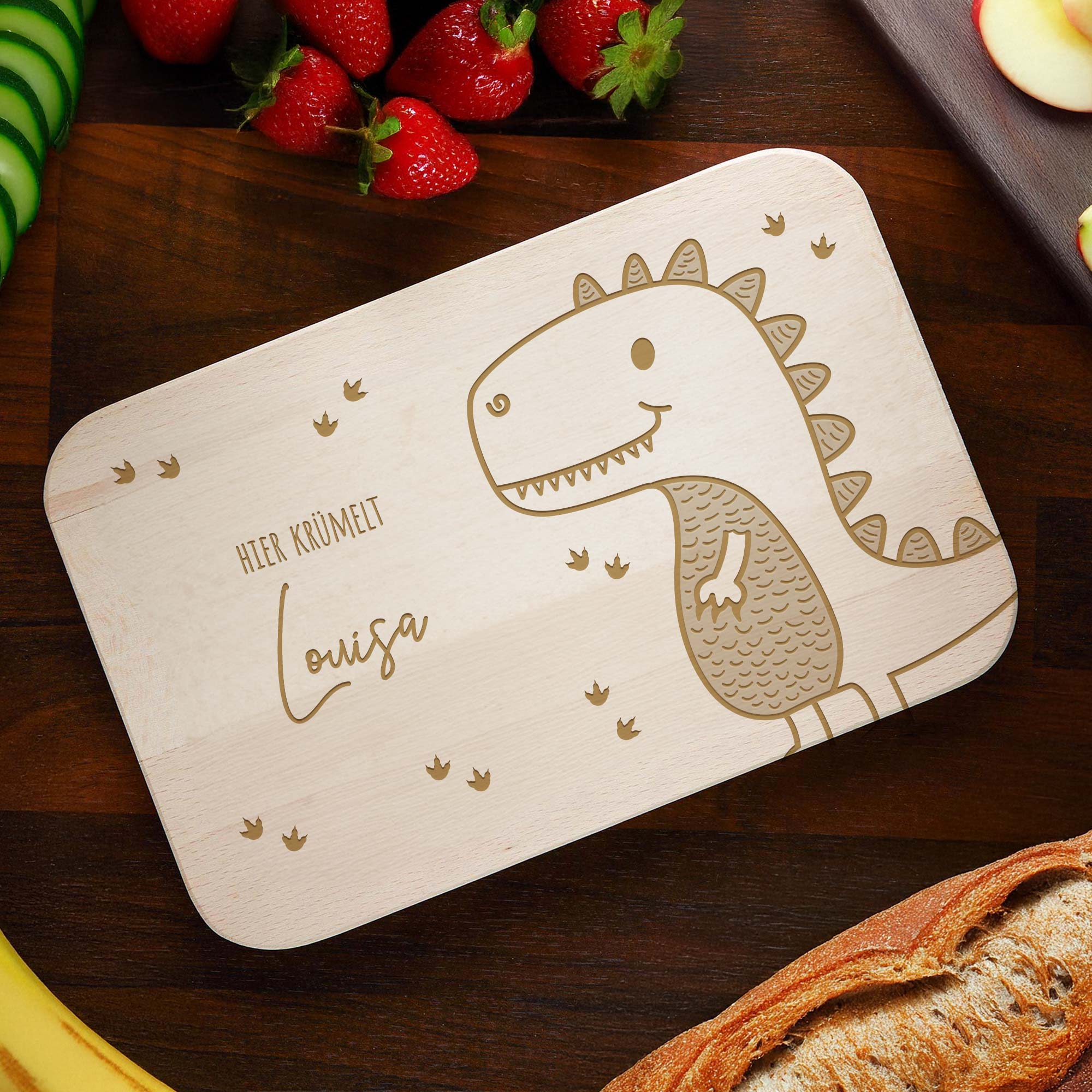 Frühstücksbrettchen mit Gravur - Dino