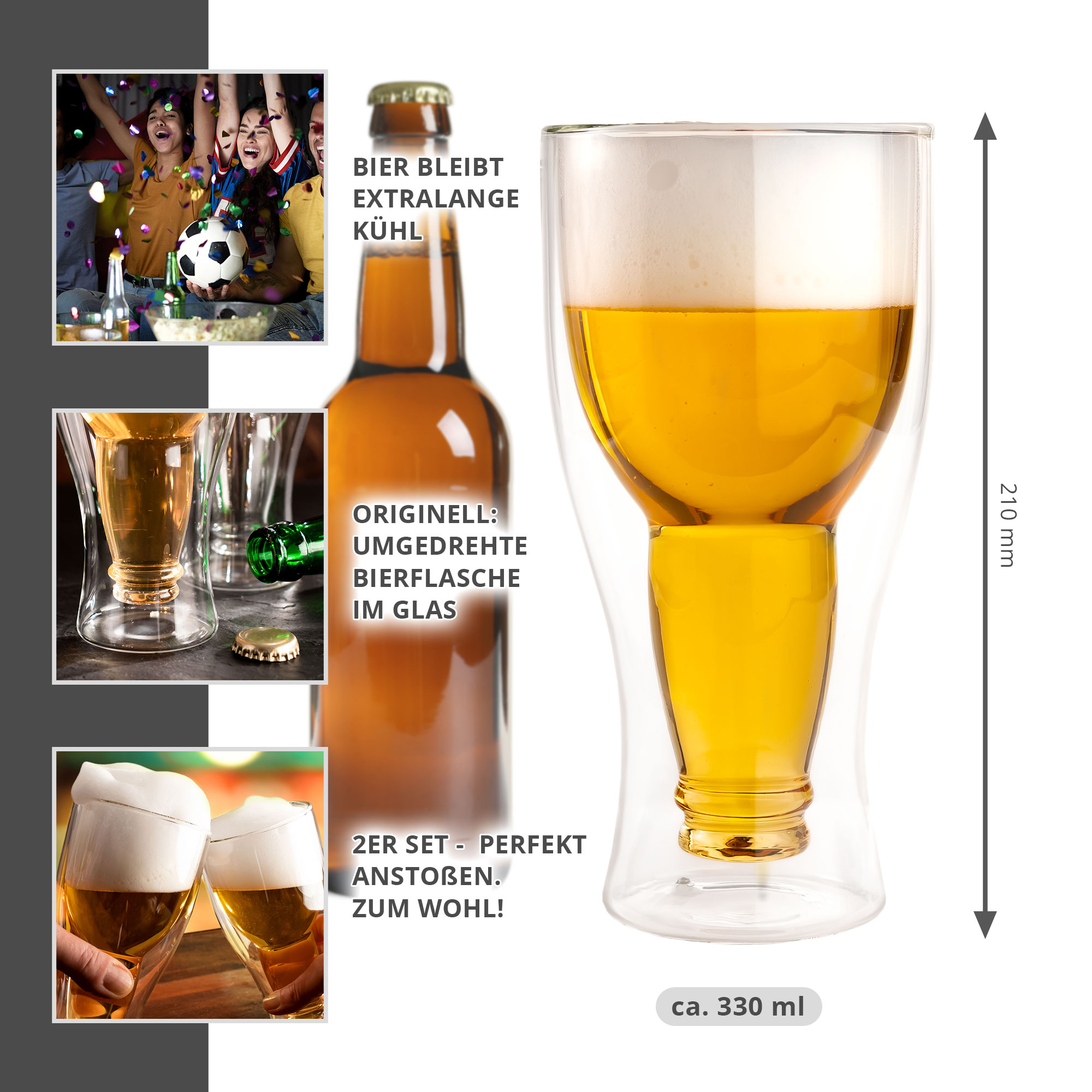 Flasche im Glas - 0,33 l Bierglas 2er Set