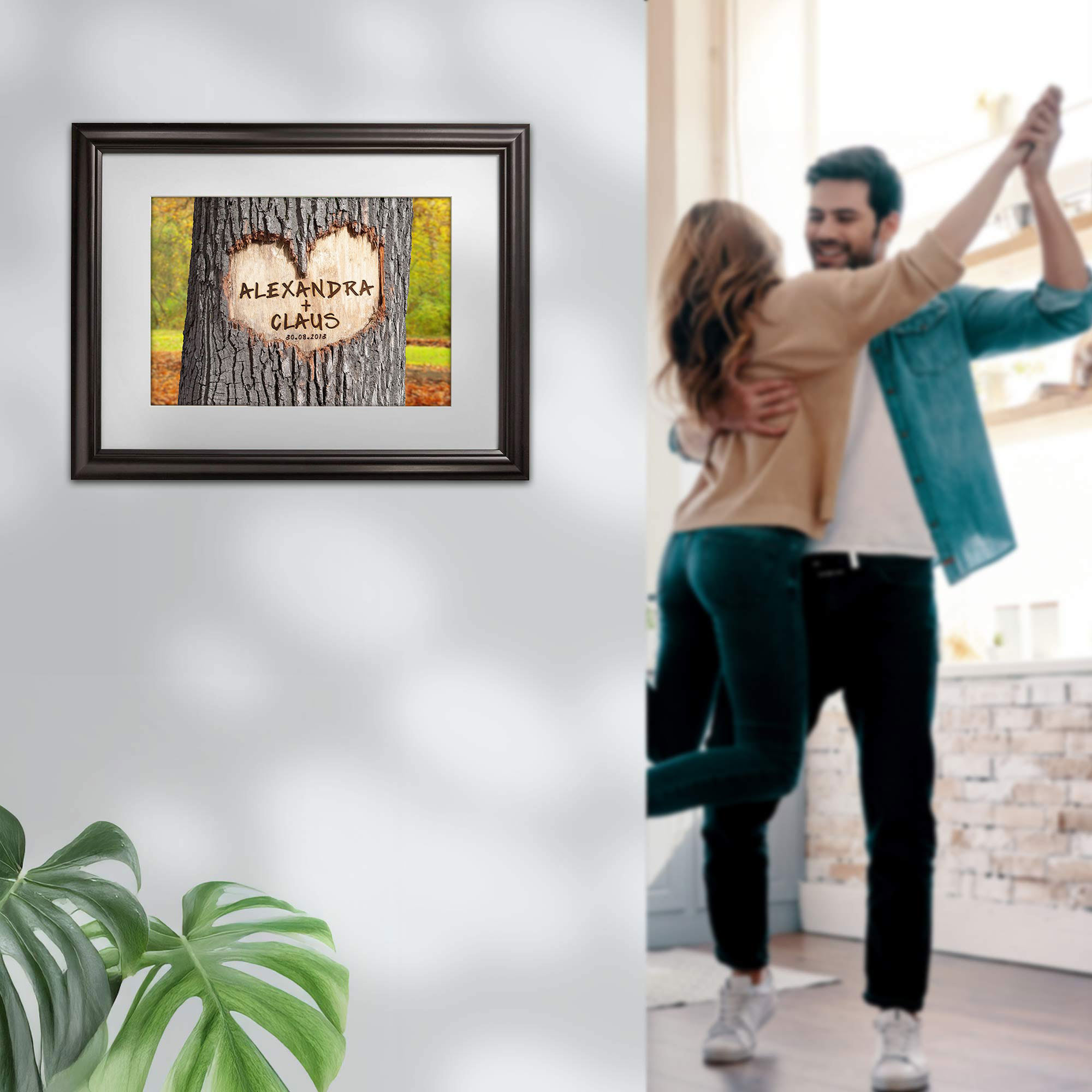 Herz im Baum Herbstbild - personalisiert