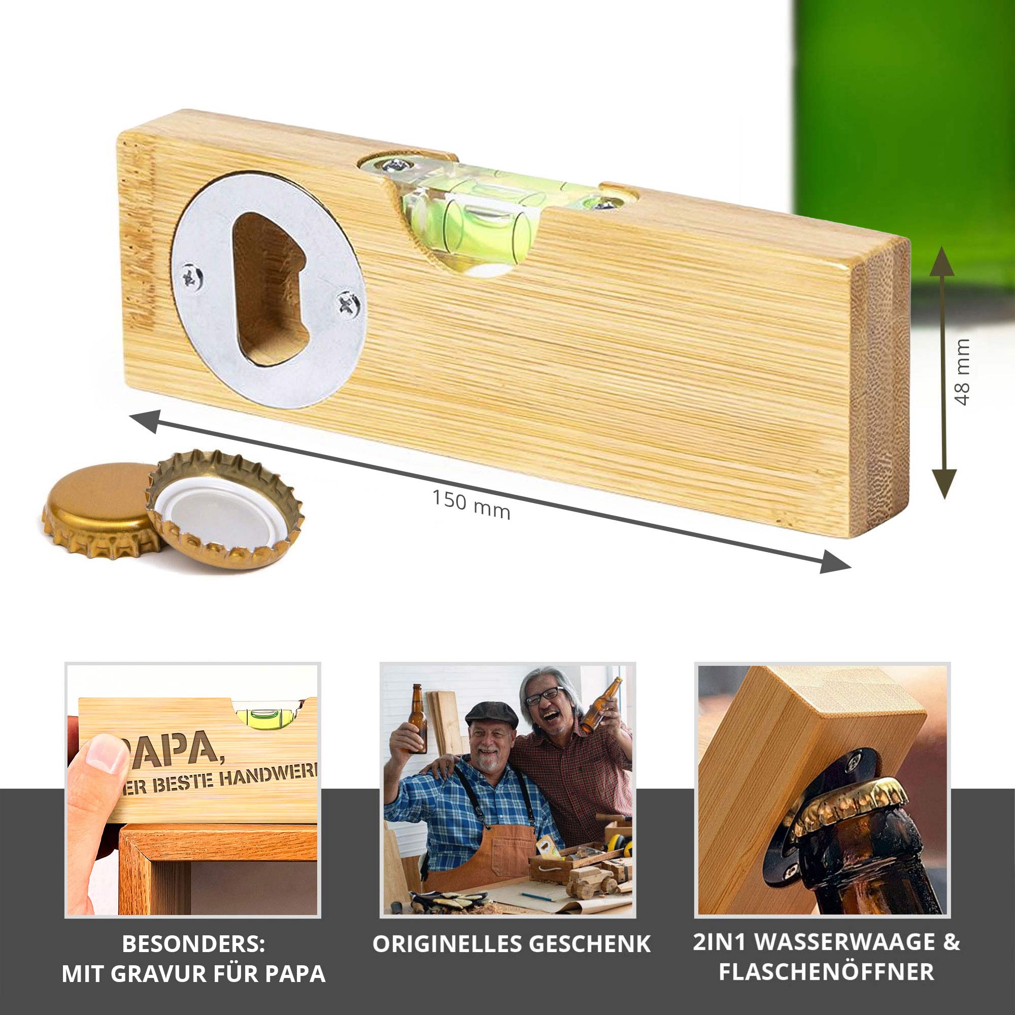 Wasserwaage mit Flaschenöffner - Bester Papa Wasserwaage mit Flaschenöffner - Bester Papa