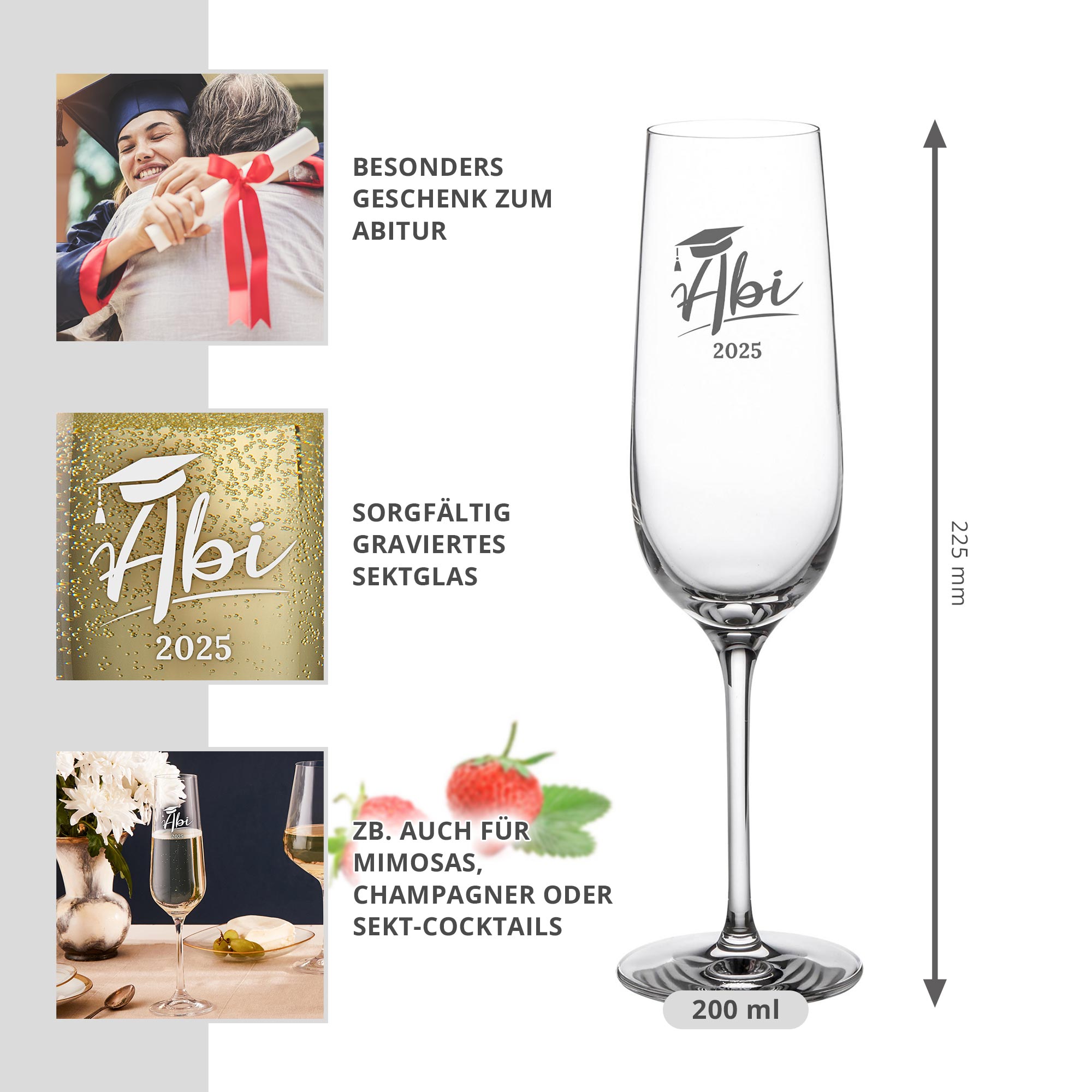 Sektglas mit Gravur - Abitur