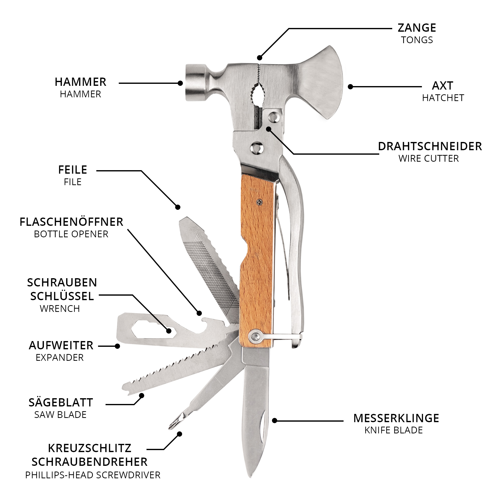 Multitool - Axt und Hammer - Name - Personalisiert