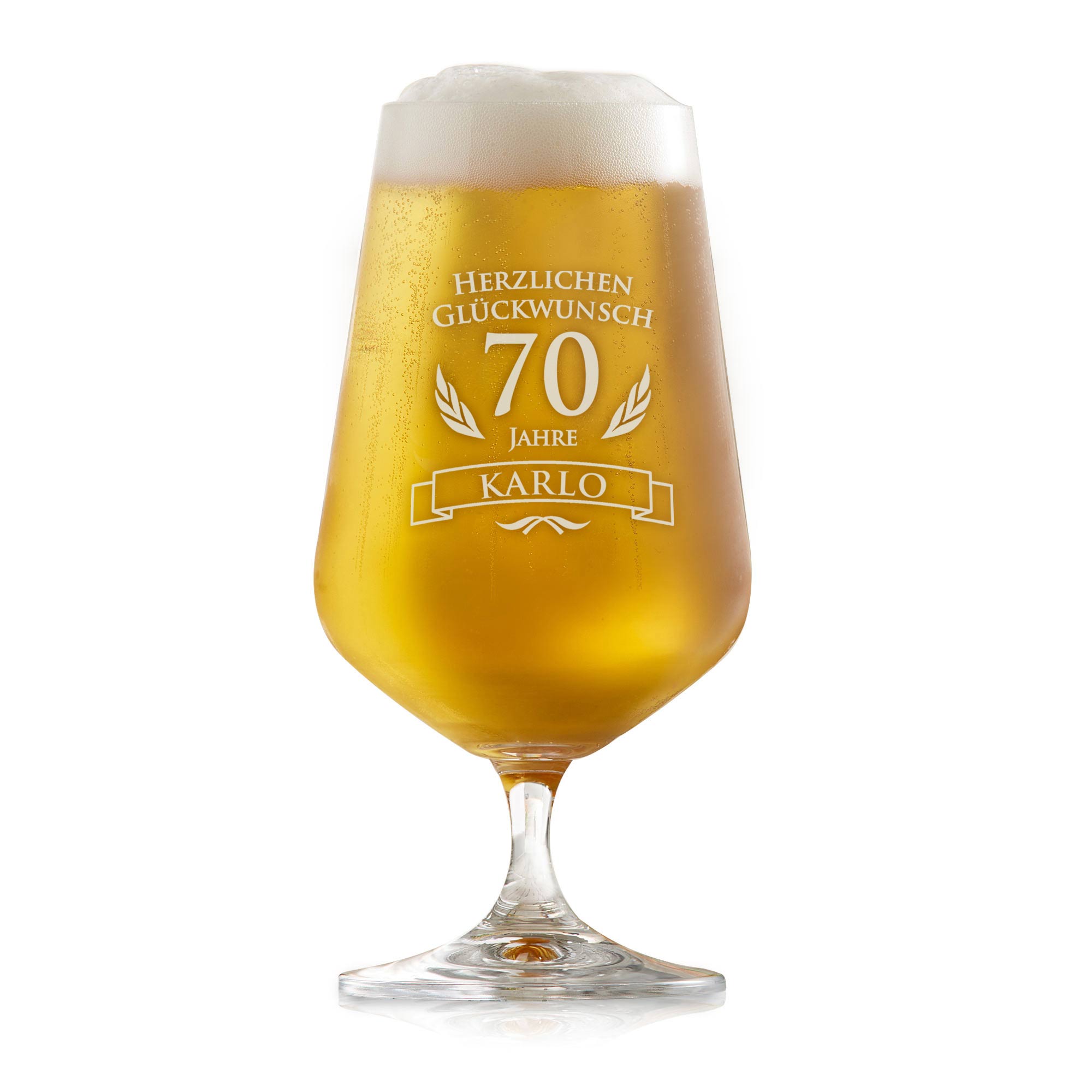 Bierglas zum 70. Geburtstag