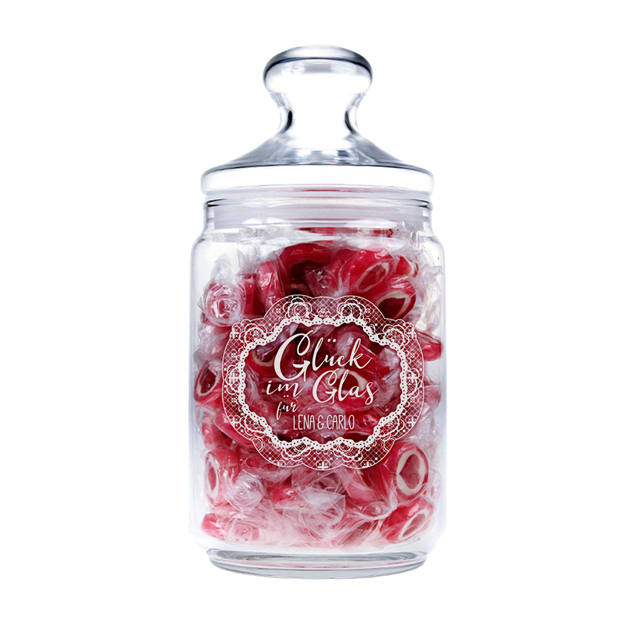 Bonbonglas mit Gravur - Glück im Glas