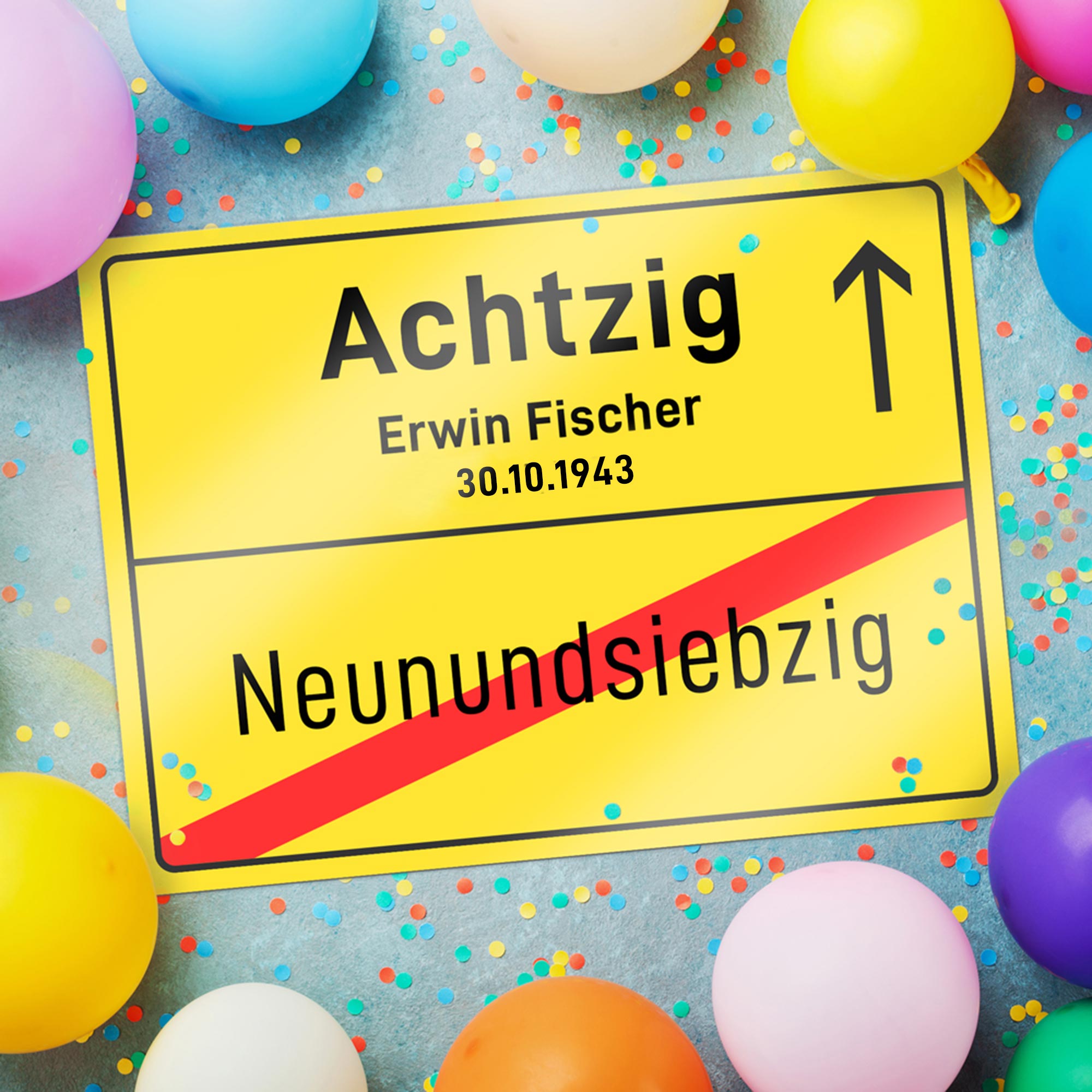 Personalisiertes Ortsschild - 80. Geburtstag