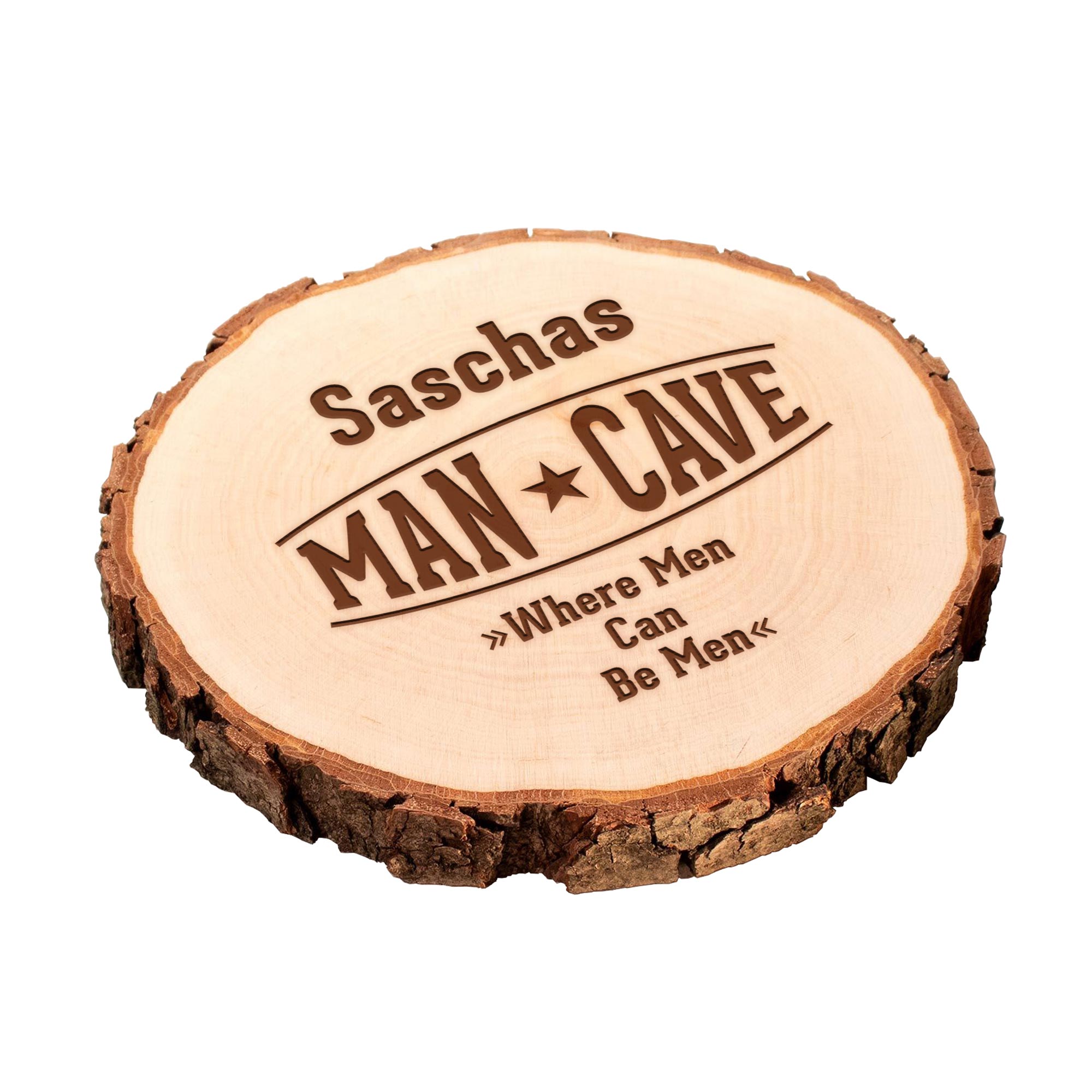 Baumscheibe mit Gravur - Man Cave Baumscheibe mit Gravur - Man Cave