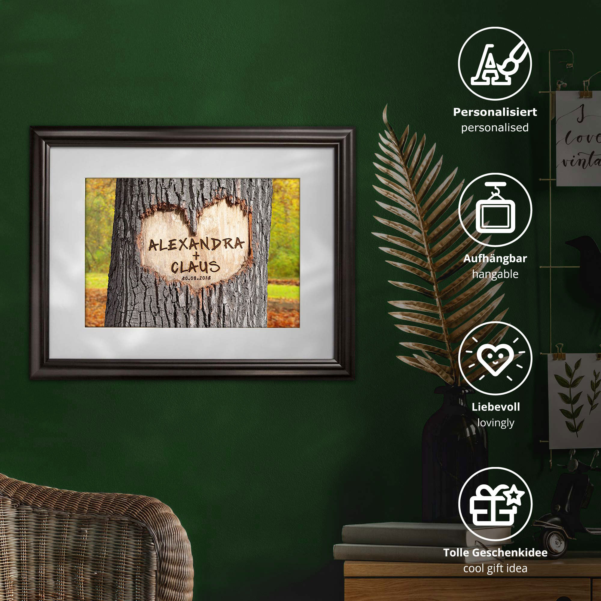 Herz im Baum Herbstbild - personalisiert