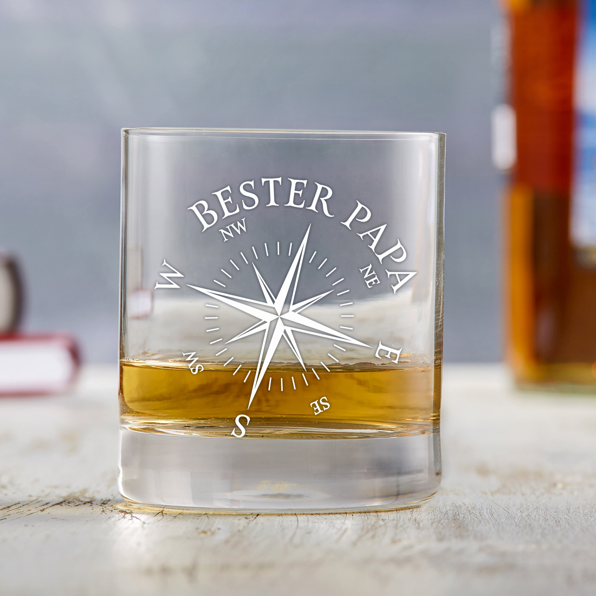 Whiskyglas mit Kompass Gravur - Bester Papa 0006-0003-DE-0003