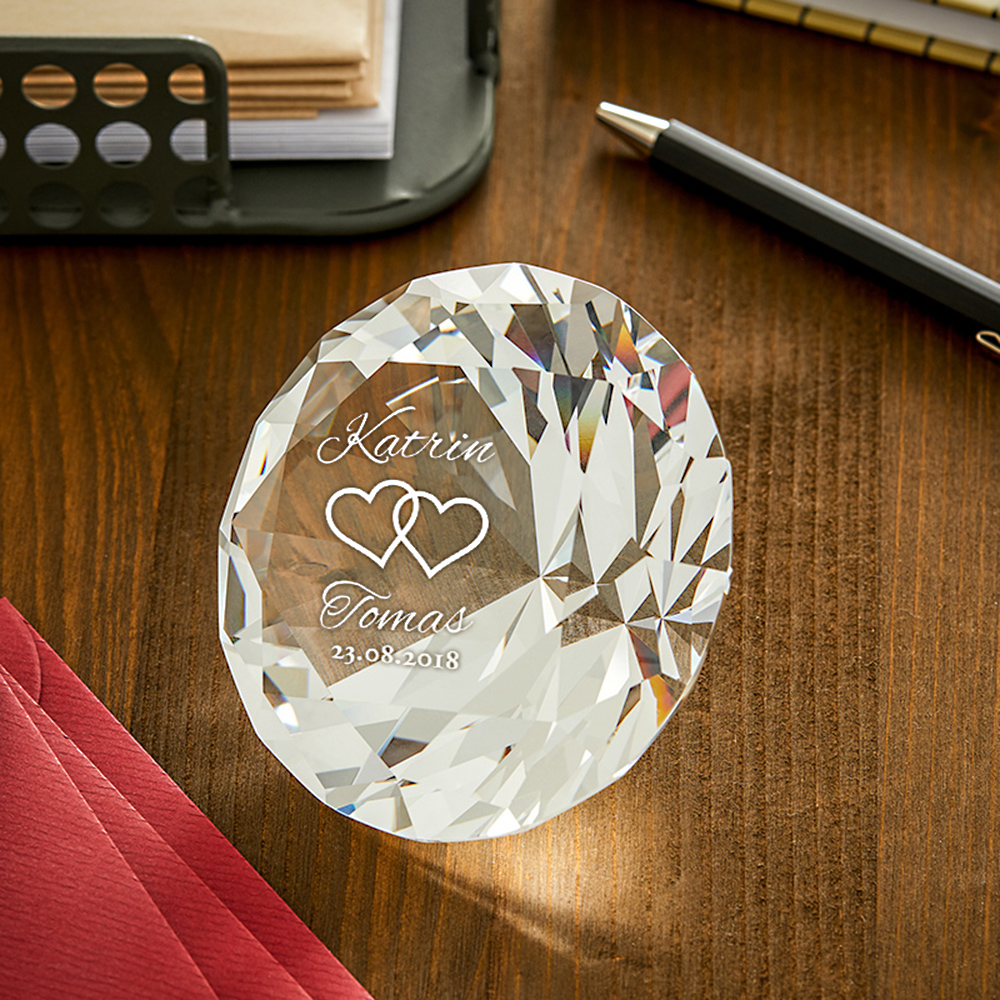 Diamant Kristall mit Gravur zur Hochzeit 4035