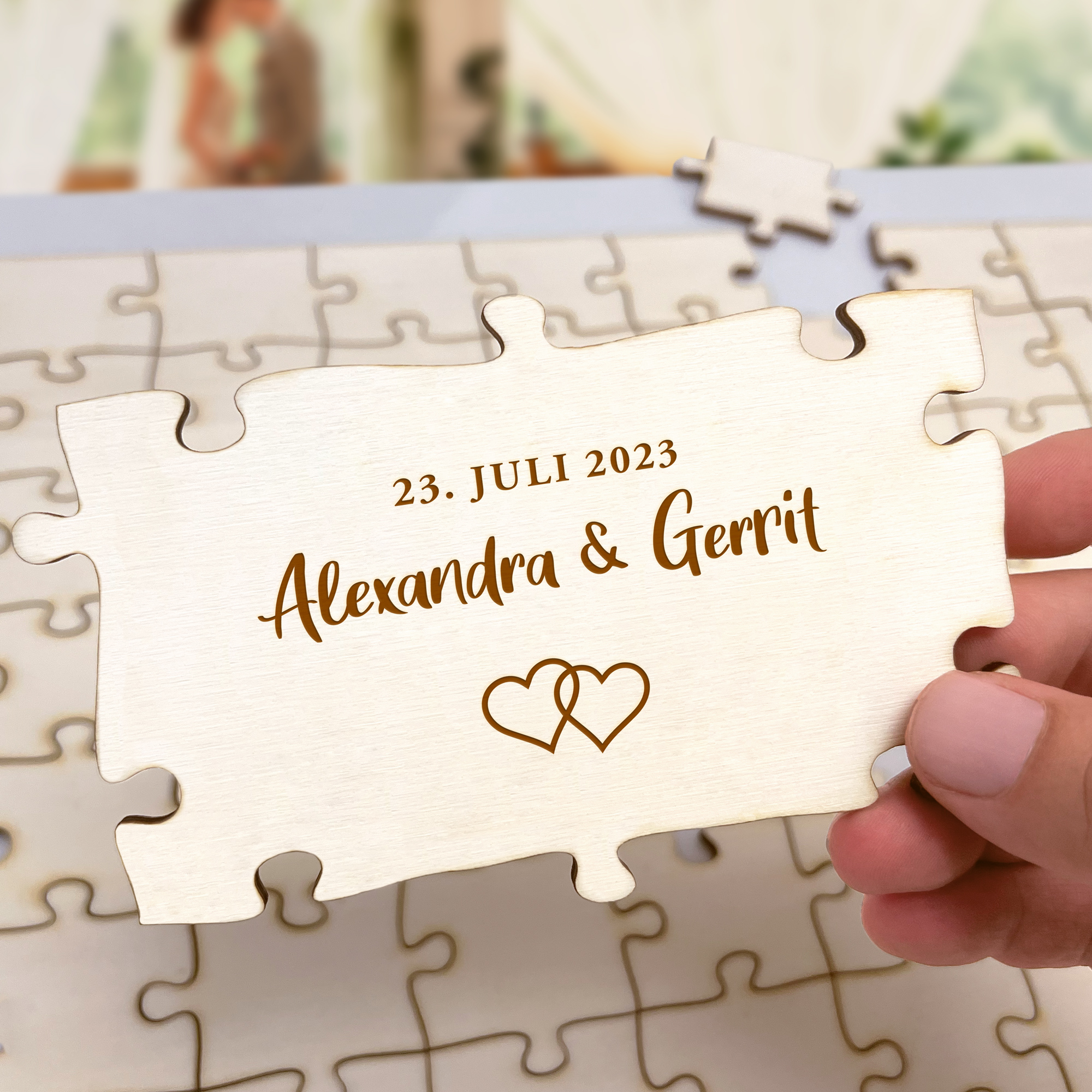 Gästebuch Puzzle - A2 - Hochzeit - Herzen - Personalisiert