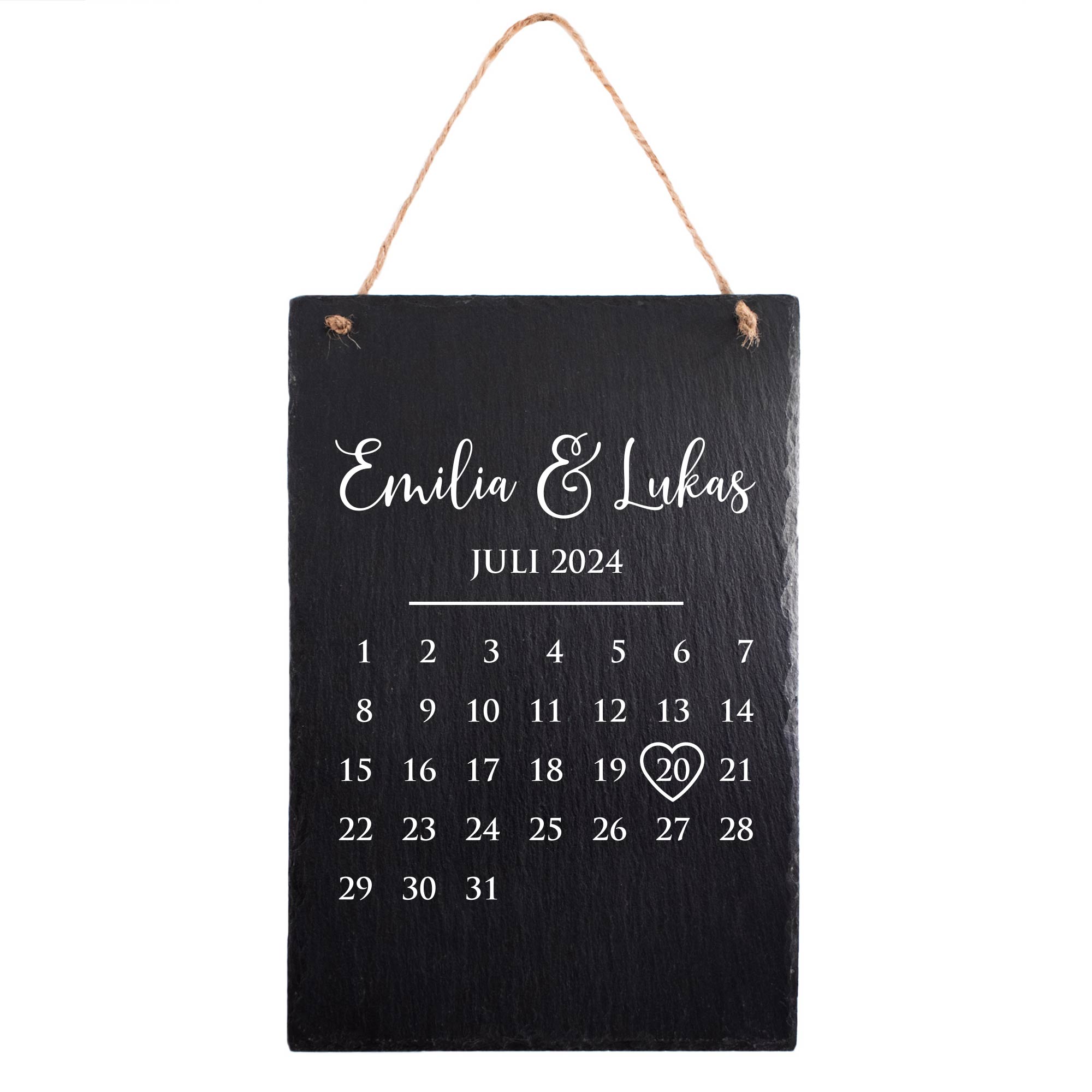 Große Schiefertafel mit Gravur - Kalender