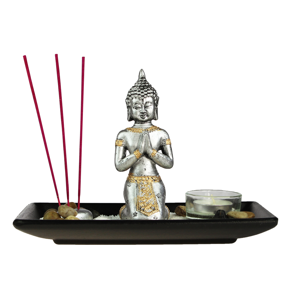 Buddha Deko Set - mit Kerze 3183 - 4