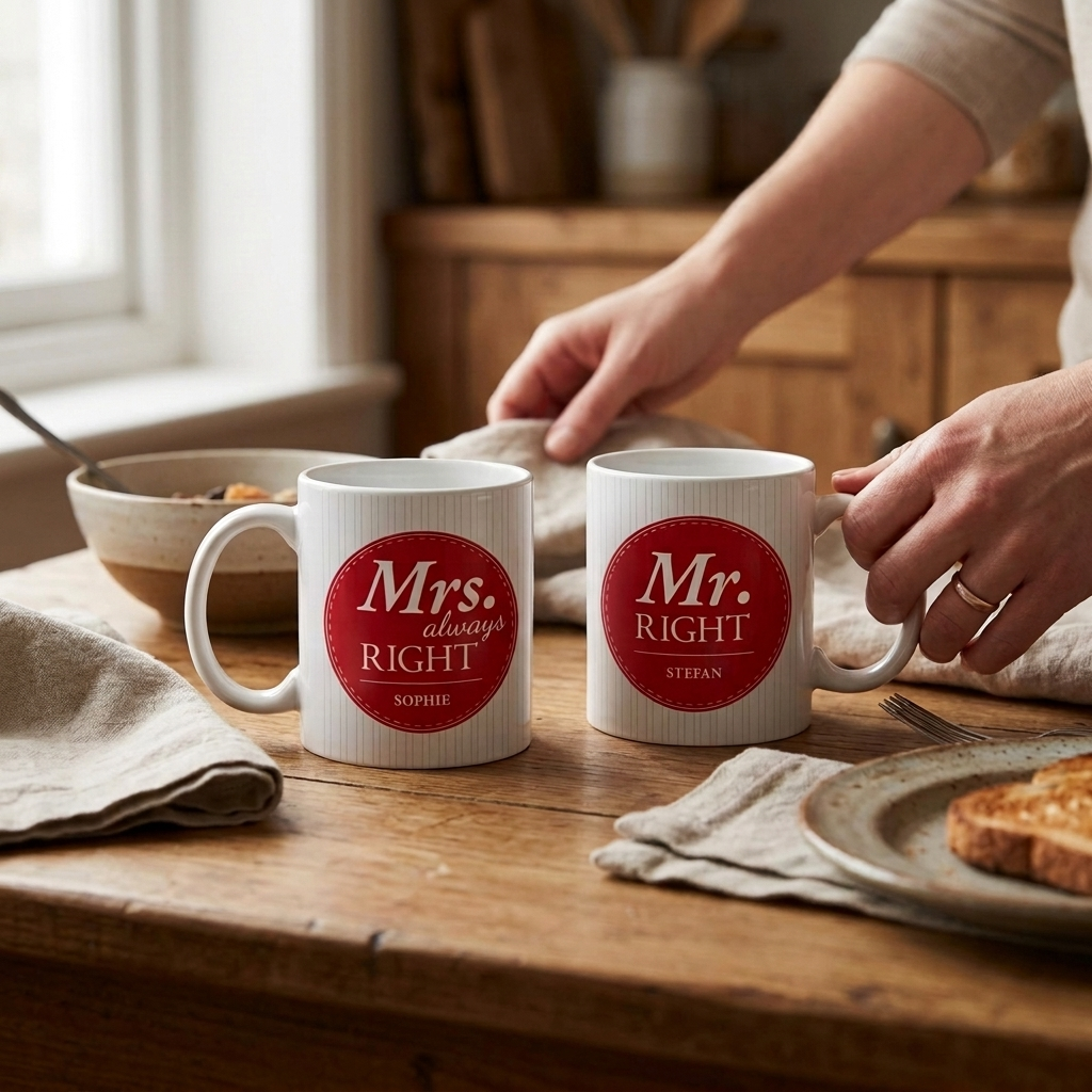 Personalisiertes Tassen Set - Mr and Mrs Right