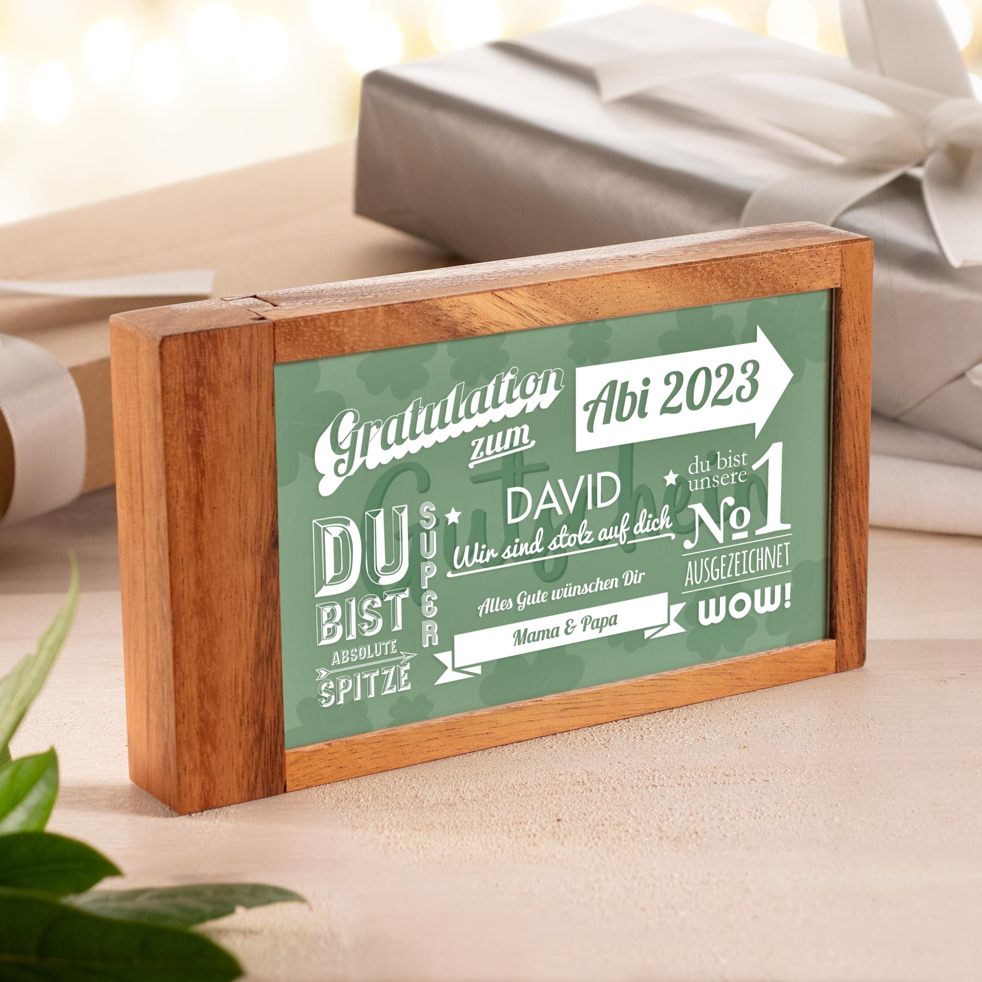 Magische Geldgeschenkbox zum Abitur - Collage