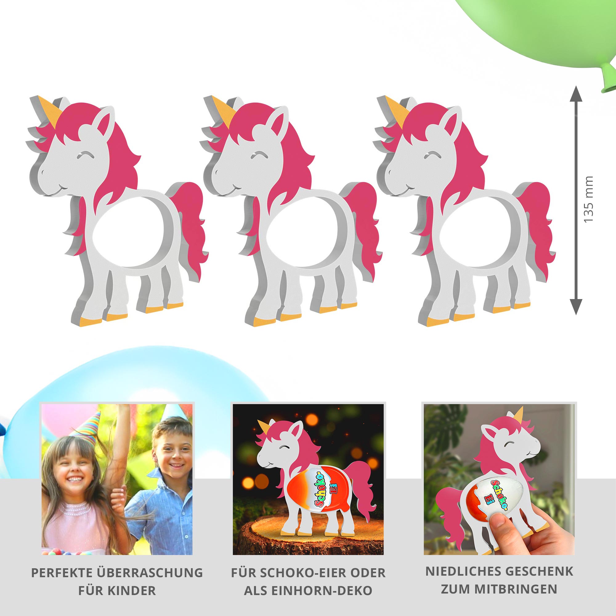 Einhörner Ü-Ei Halter - 3er Set Einhörner Ü-Ei Halter - 3er Set