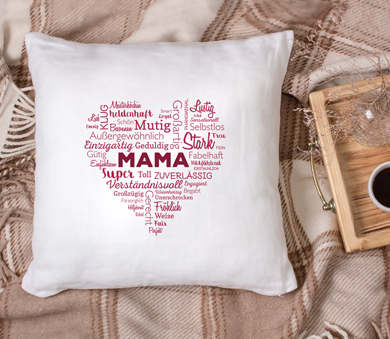 Personalisiertes Kissen für Mama - Herz aus Worten 3487 - 3