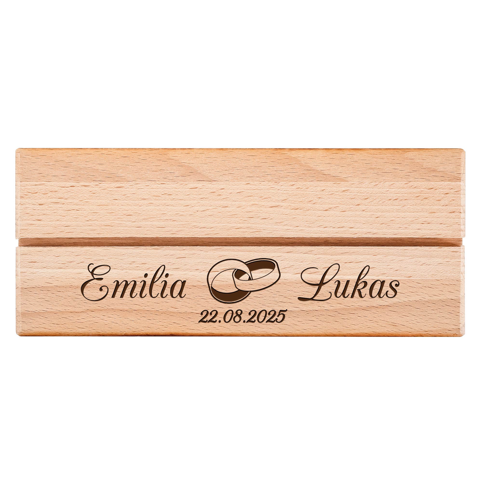 Großer Geldengel aus Holz mit Gravur zur Hochzeit - Ringe