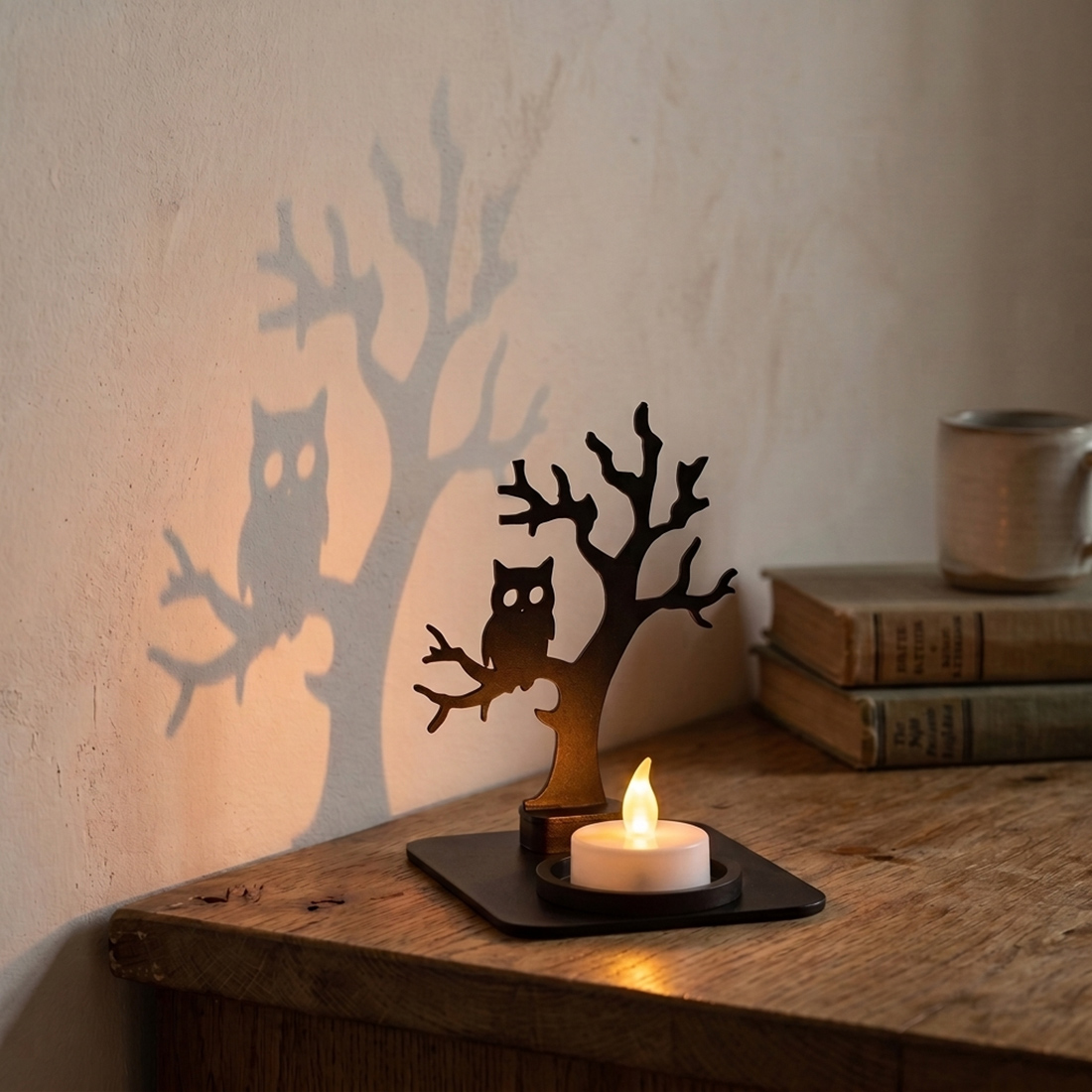 Halloween-Teelichthalter „Gruselwald“ – 2 Schattenmotive
