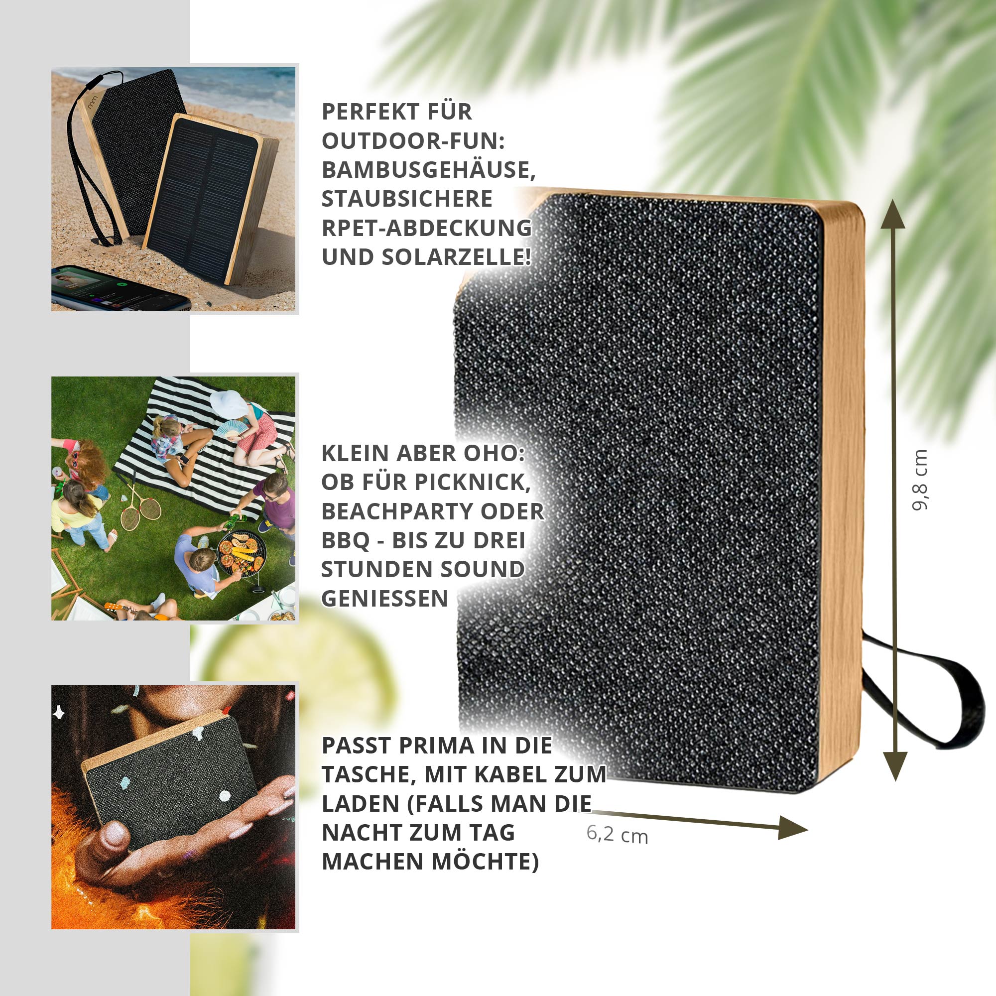 Bluetooth Lautsprecher mit Solarbetrieb