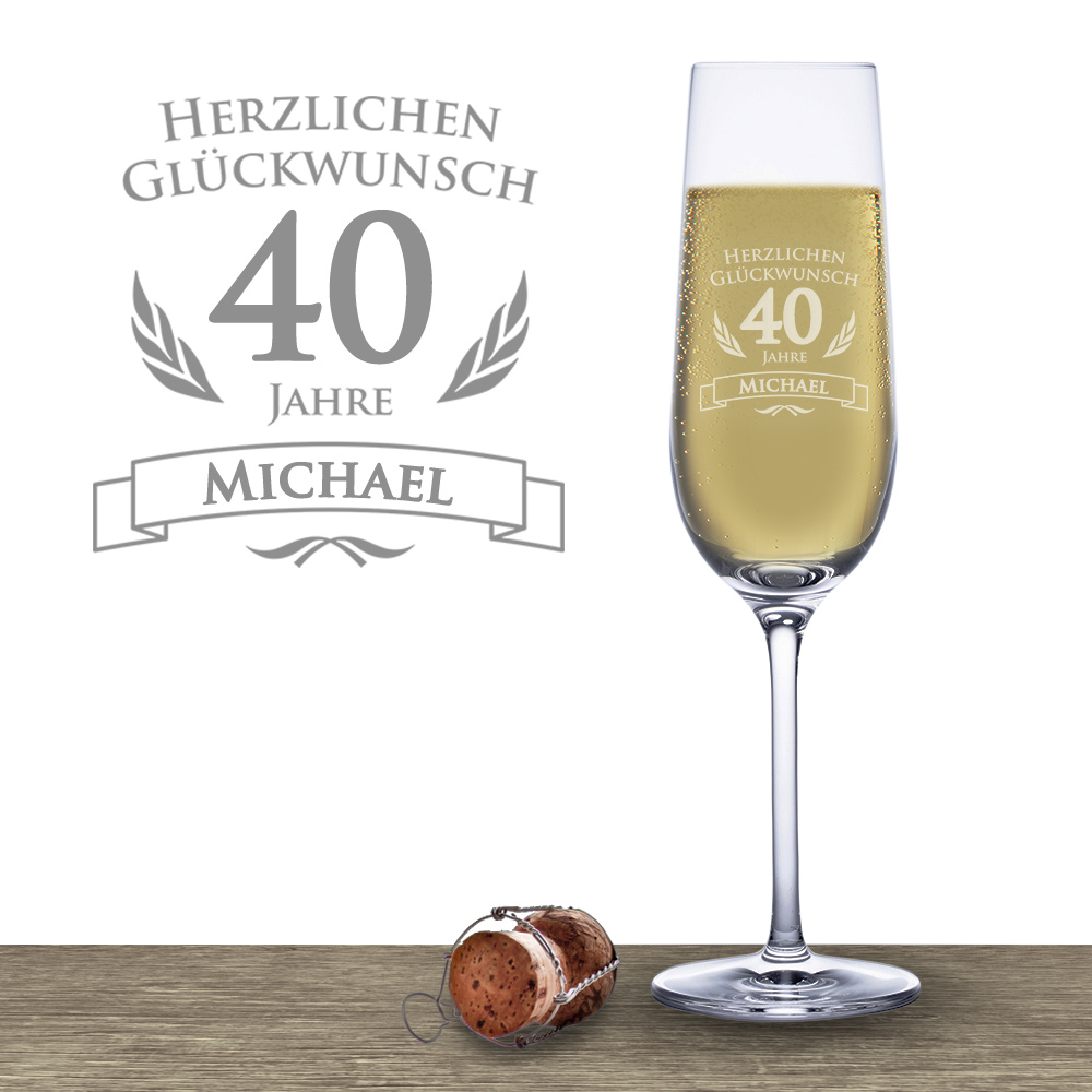 Sektglas zum 40. Geburtstag 1336