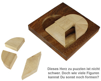 Mini Holz Puzzle - Herz 1524 - 1
