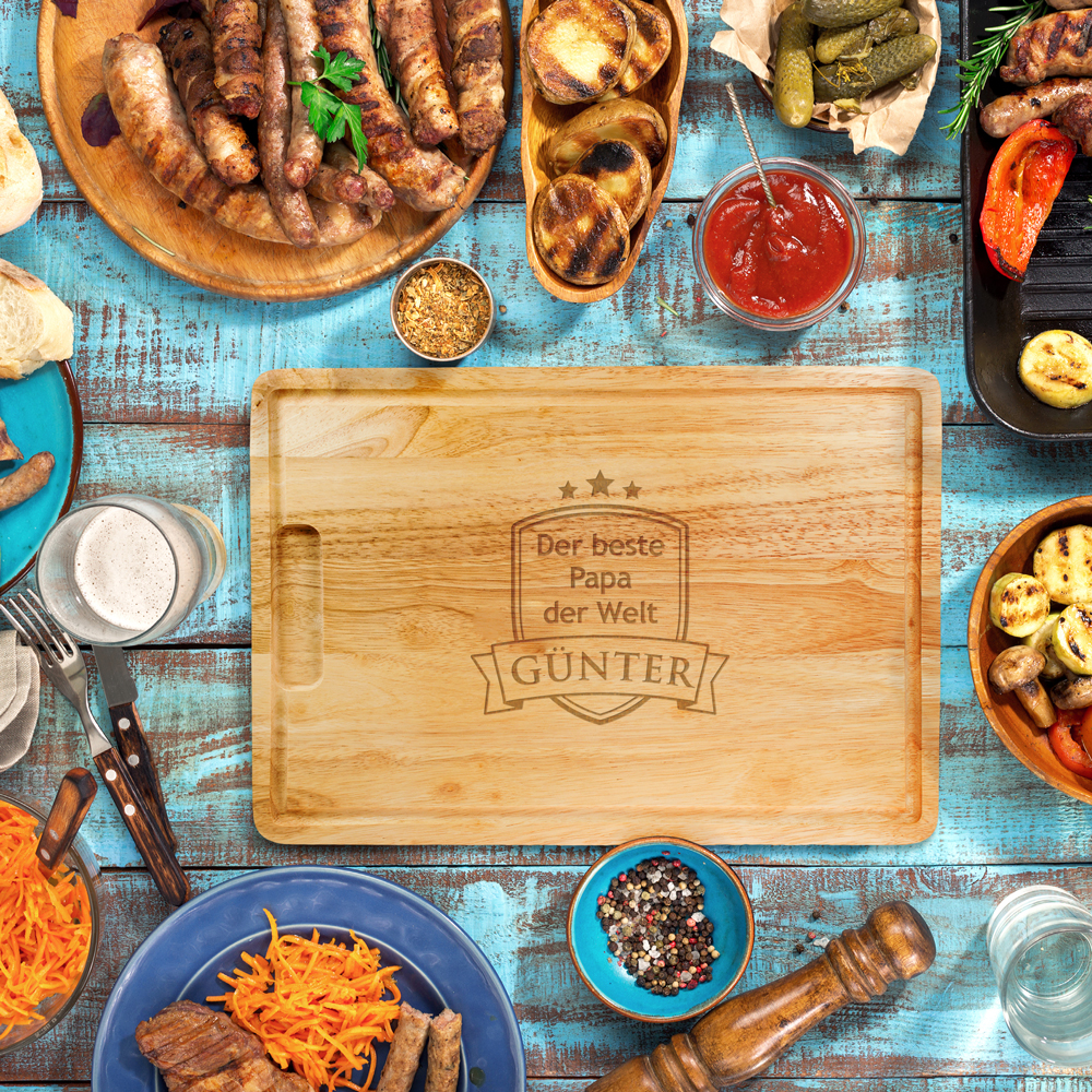 Burgerpresse mit Schneidebrett Grillset - Bester Papa 3467 - 7