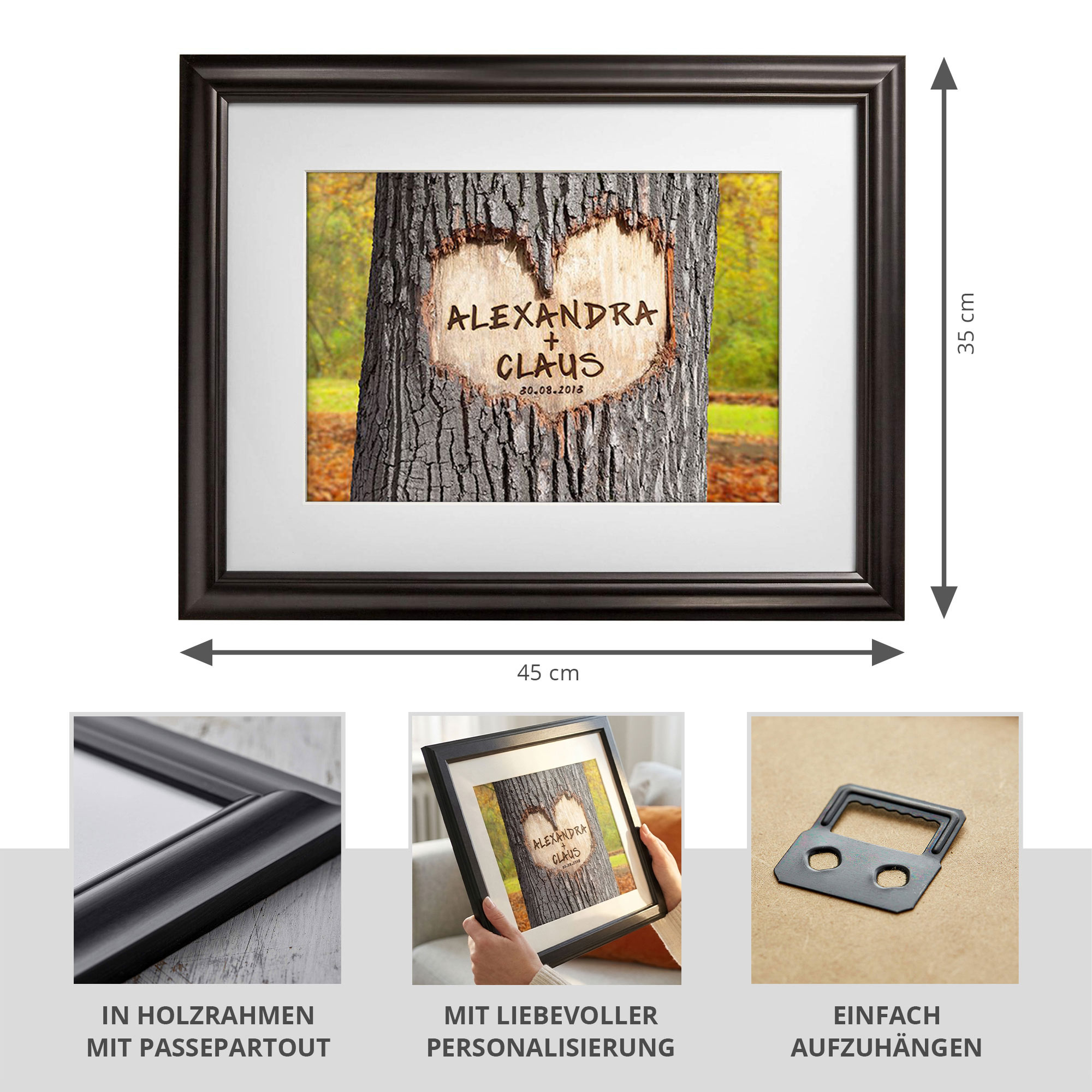 Herz im Baum Herbstbild - personalisiert