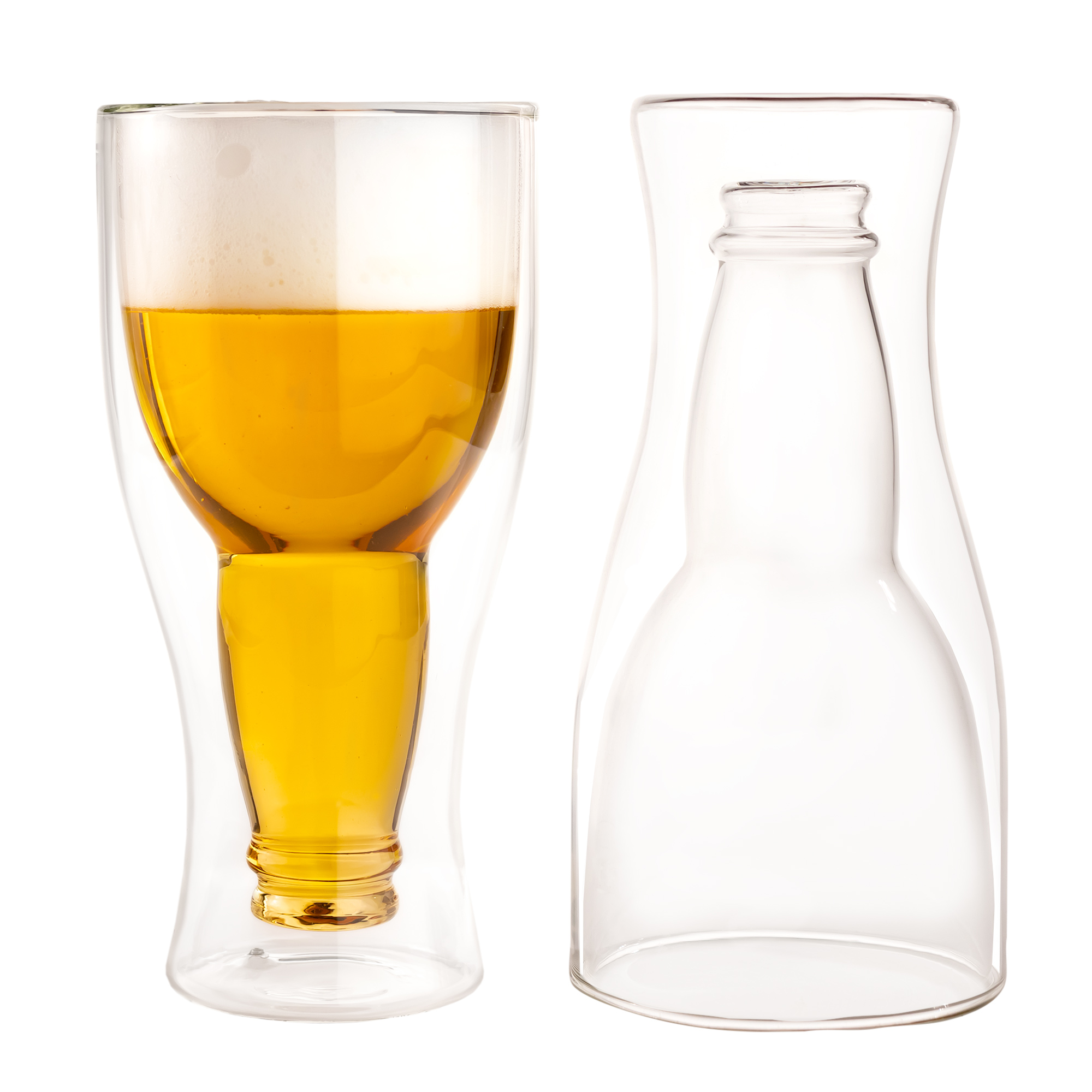 Flasche im Glas - 0,33 l Bierglas 2er Set