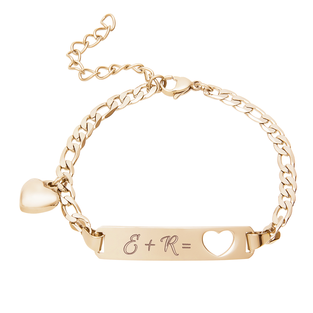 Armband mit Herzstanze Gold - Initialengravur