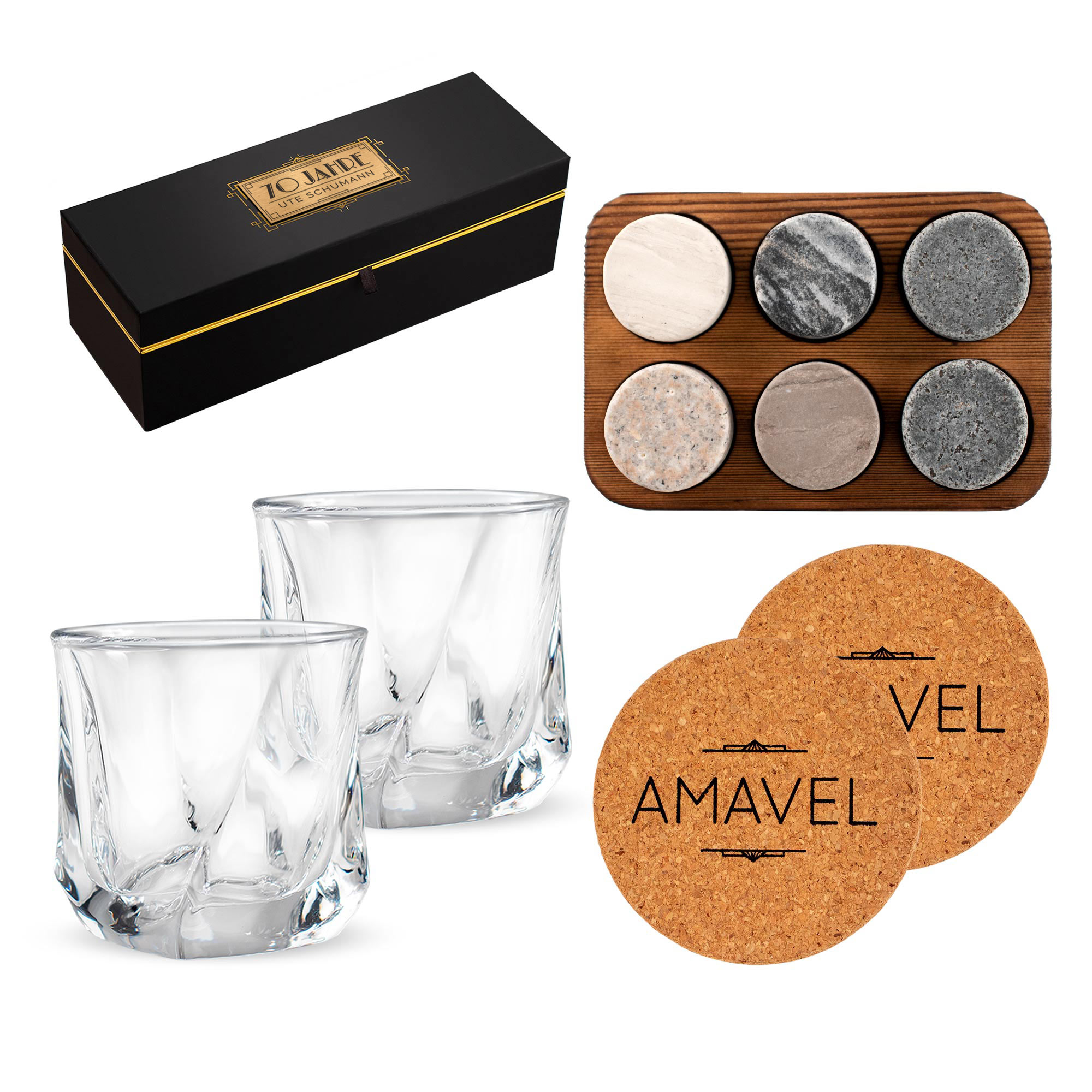 Whisky Geschenkset Deluxe personalisiert zum 70. Geburtstag