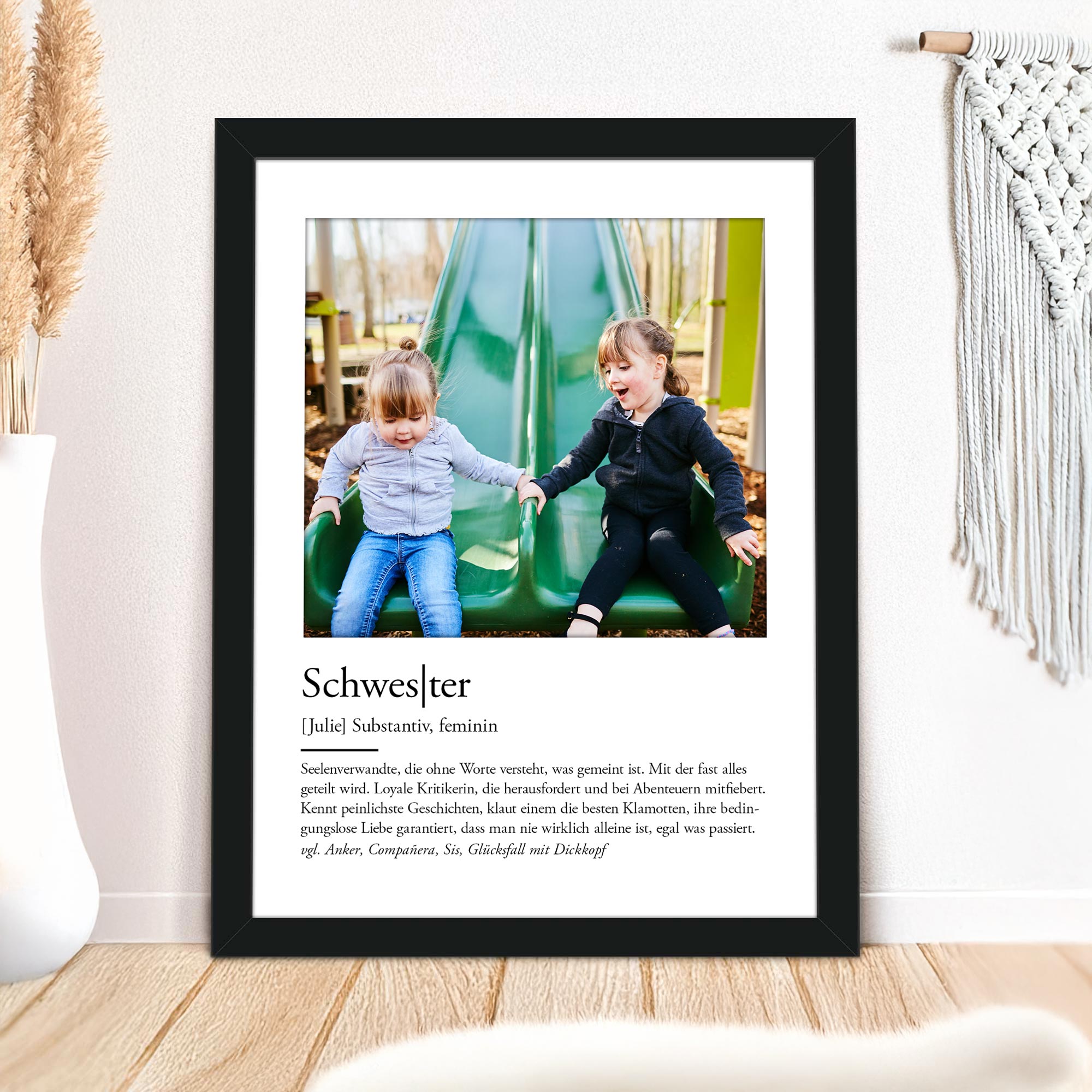 Definition Schwester - personalisiertes Bild mit Foto