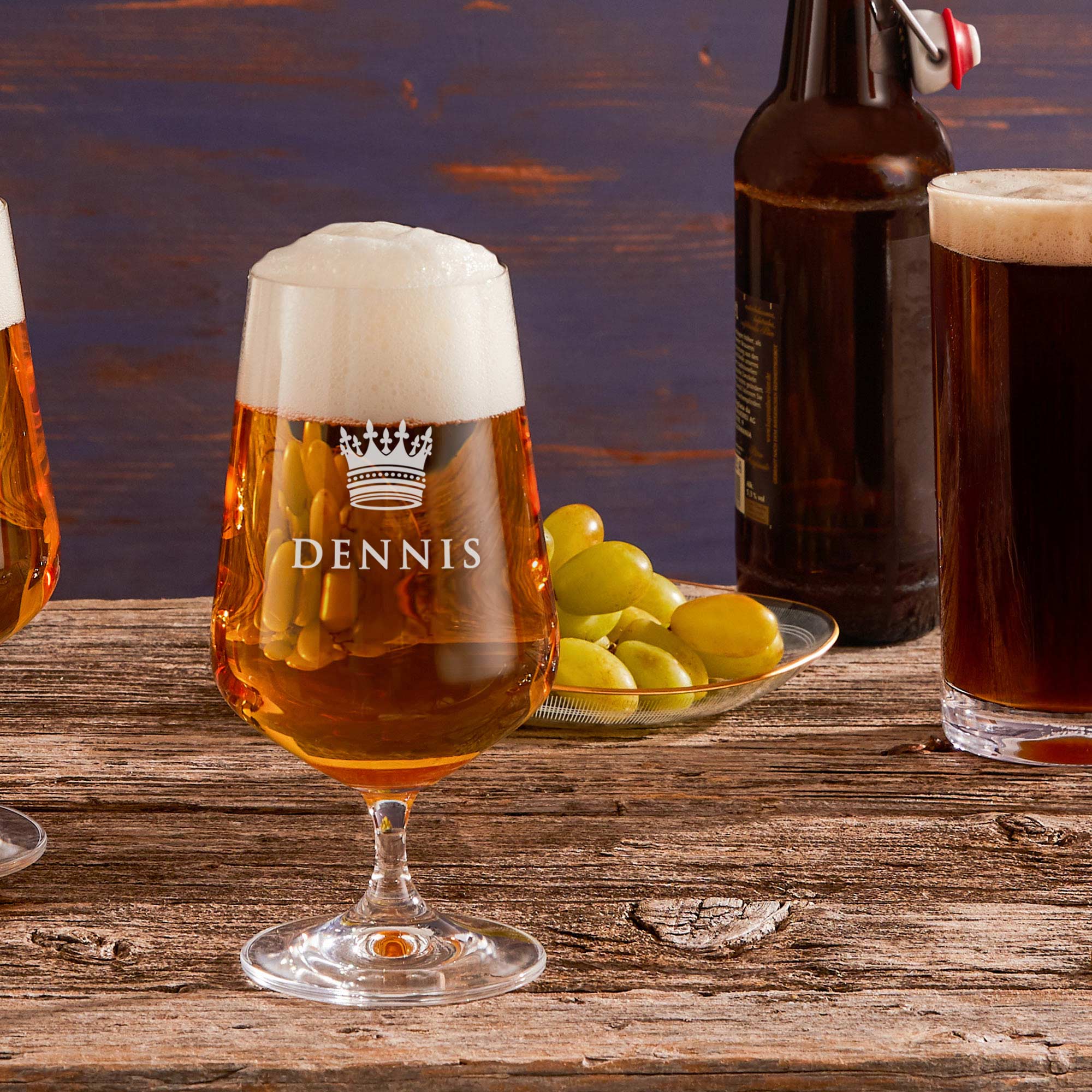 Bierglas mit Gravur - König Krone