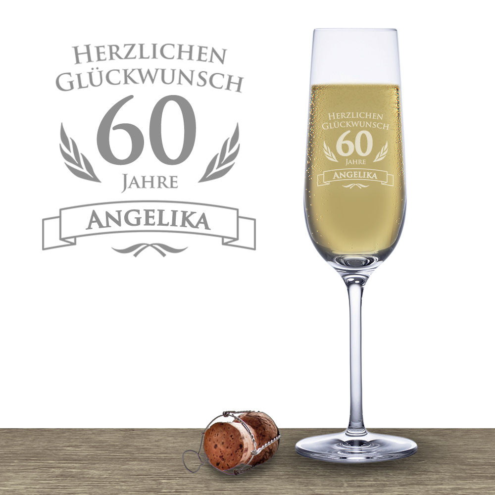 Sektglas zum 60. Geburtstag 1338