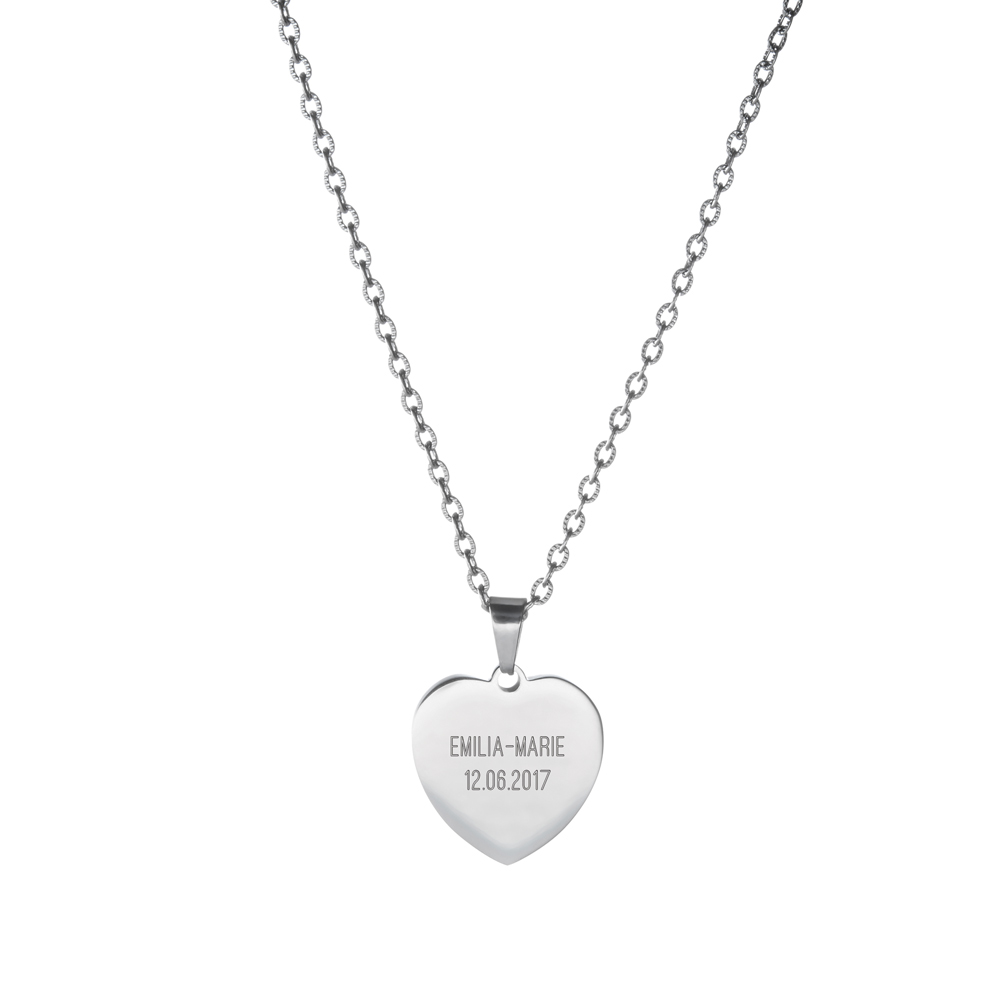 Herzanhänger Silber graviert mit Kette - Kommunion 3053 - 4