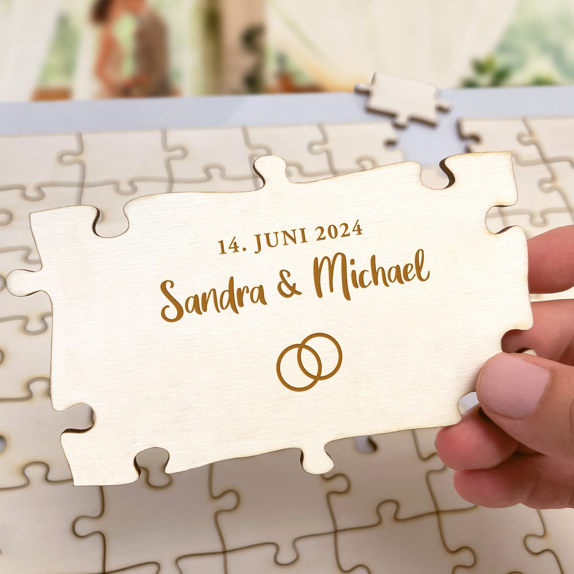 Gästebuch Puzzle - A3 - Hochzeit - Ringe - Personalisiert