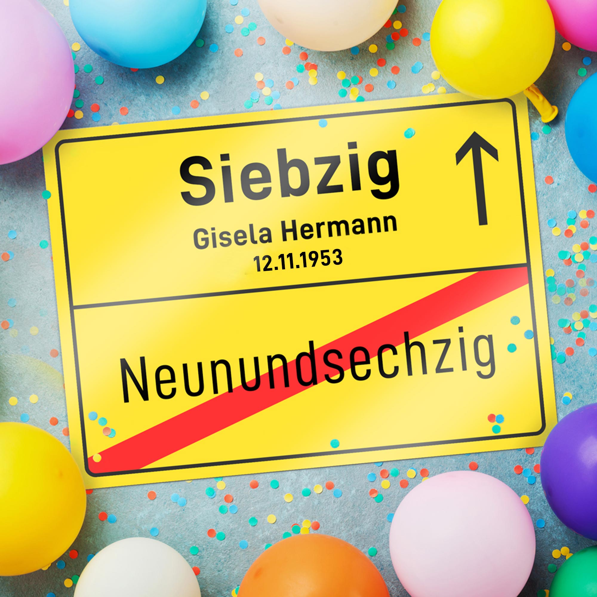 Personalisiertes Ortsschild - 70. Geburtstag