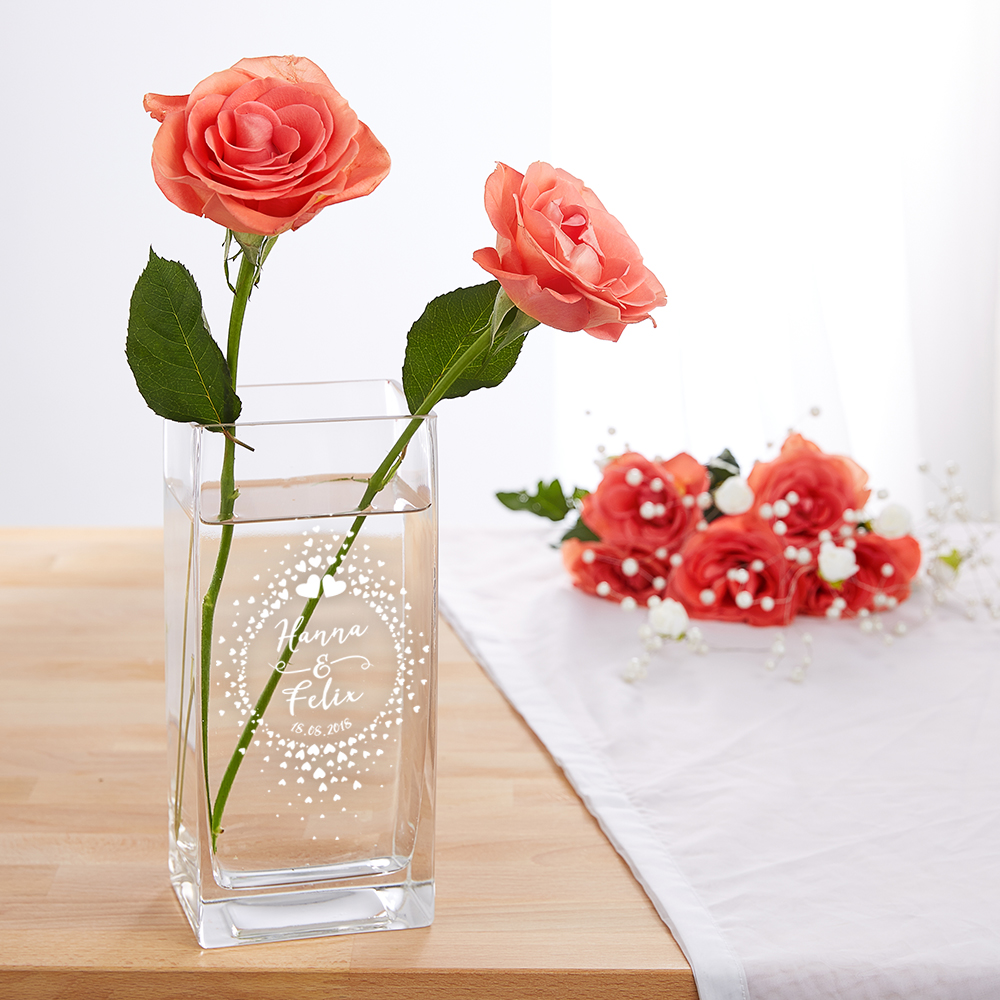 Vase zur Hochzeit - Kreis aus Herzen Gravur 3891 - 9