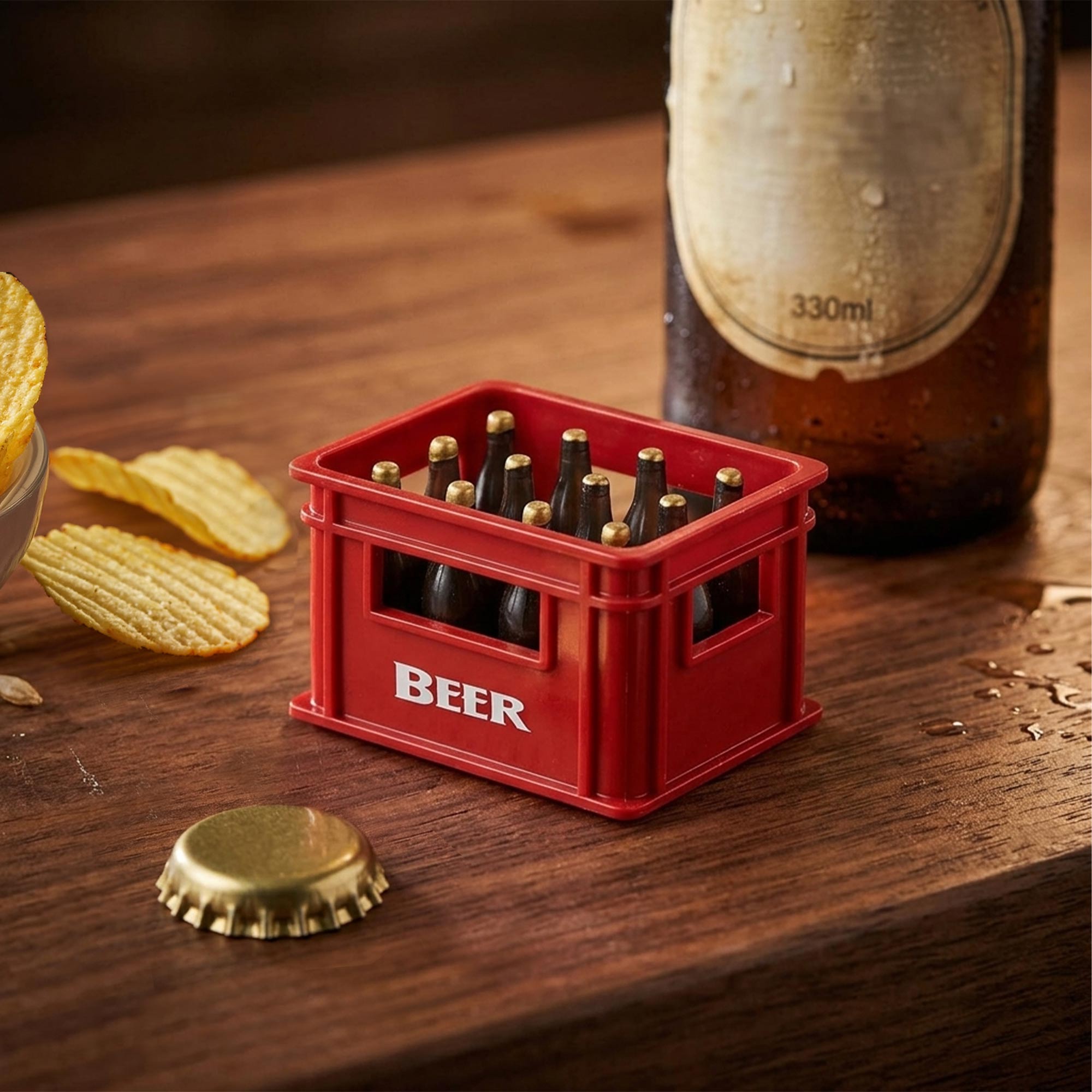 Flaschenöffner Bierkasten - Bieröffner mit Magnet Rot Flaschenöffner Bierkasten - Bieröffner mit Magnet Rot