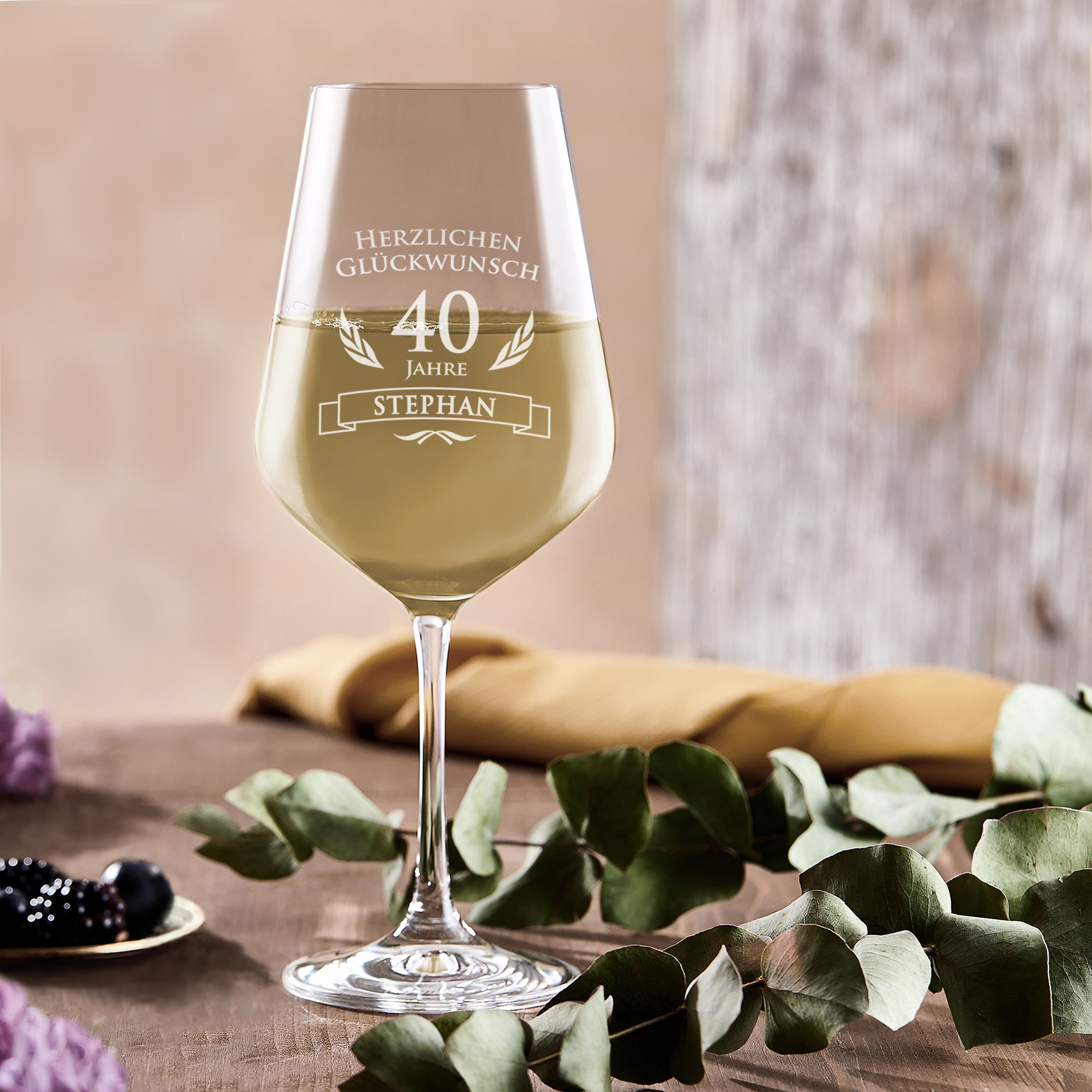 Weißweinglas zum 40. Geburtstag