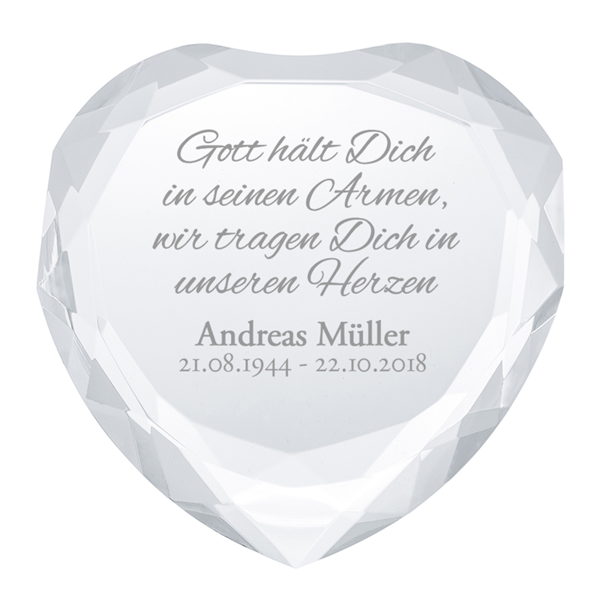 Herz-Diamant mit Gravur - Trauerspruch 4146 - 1