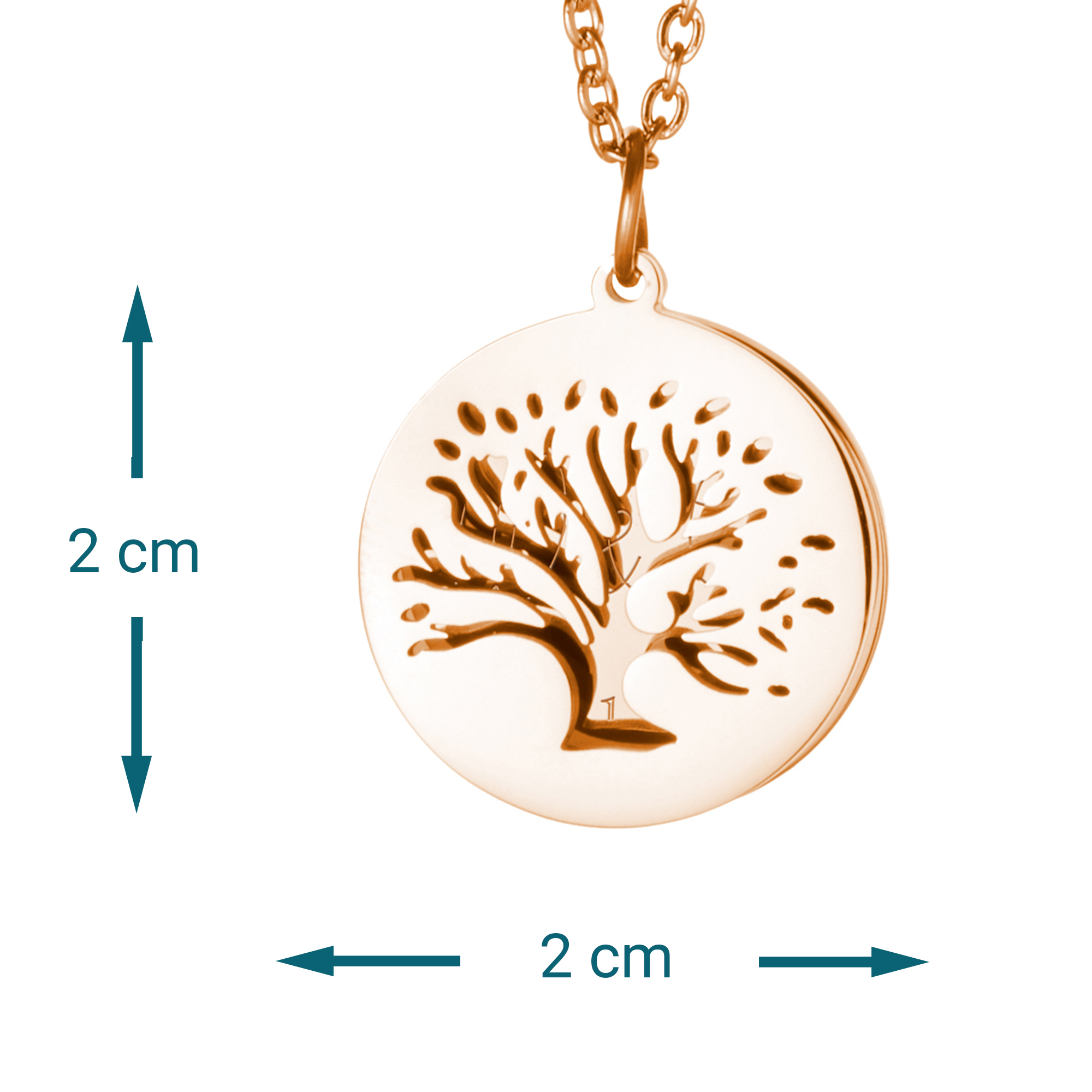 Kettenanhänger Gold - Baum und Jahresringe mit Initialen 3701 - 7