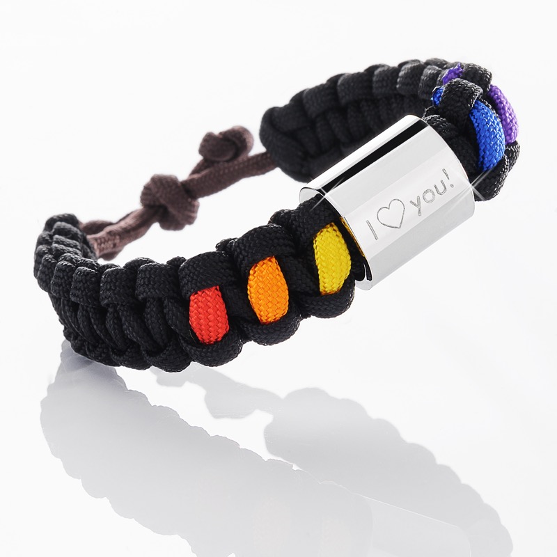 Paracord Armband graviert - Regenbogenfarben 2895 - 3