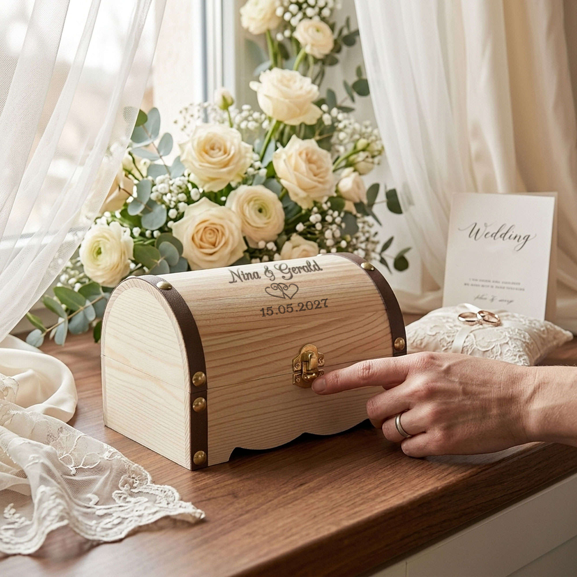 Geld Schatzkiste zur Hochzeit - Herzen Geld Schatzkiste zur Hochzeit - Herzen