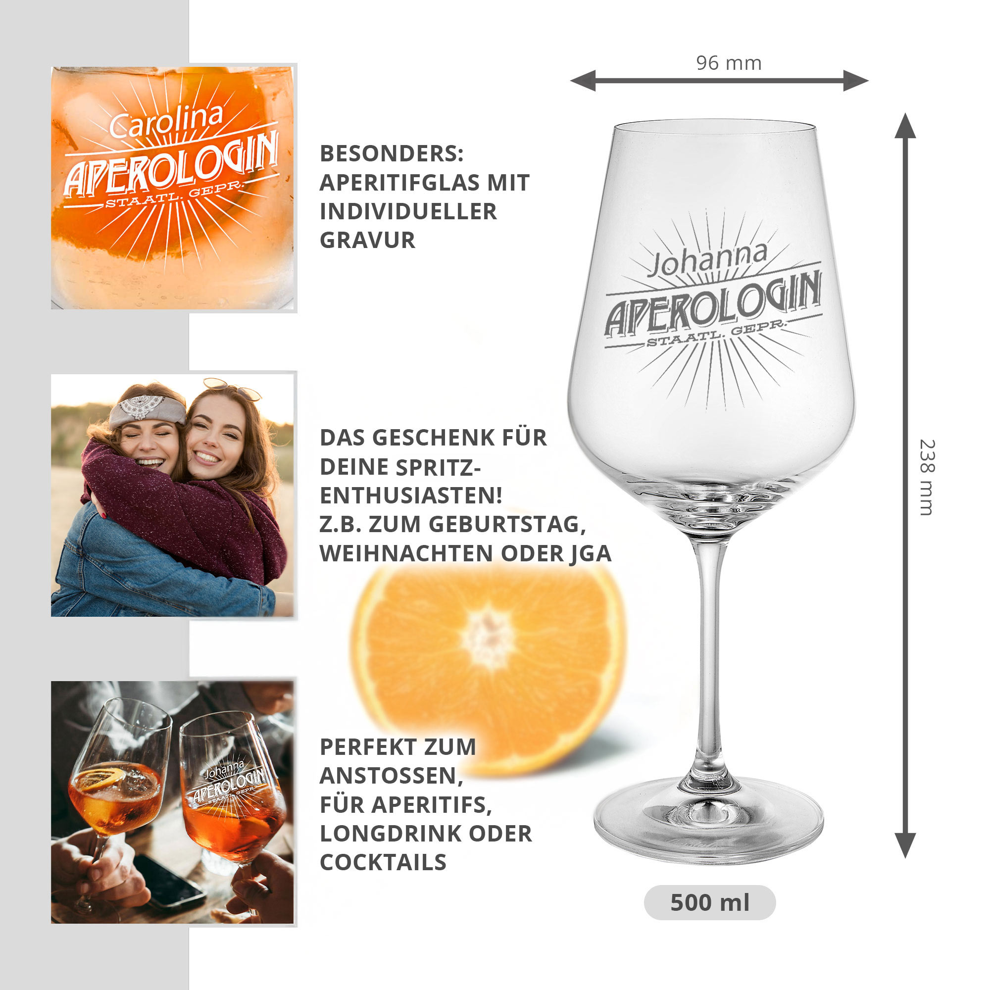 Weinglas mit Gravur - Aperologin