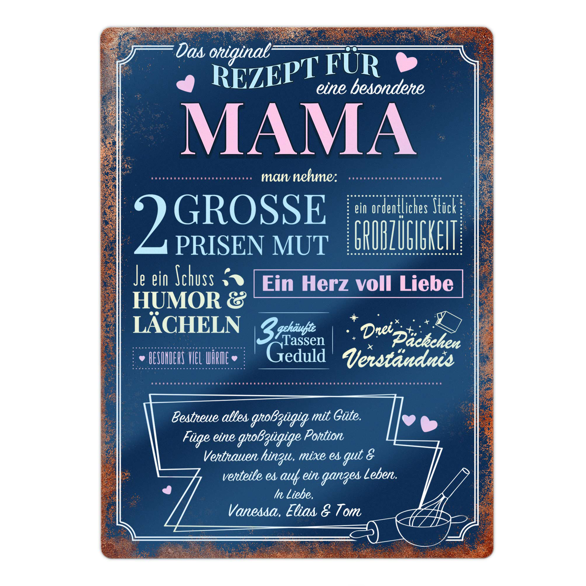 Personalisiertes Blechschild - Rezept Mama 4021 - 1