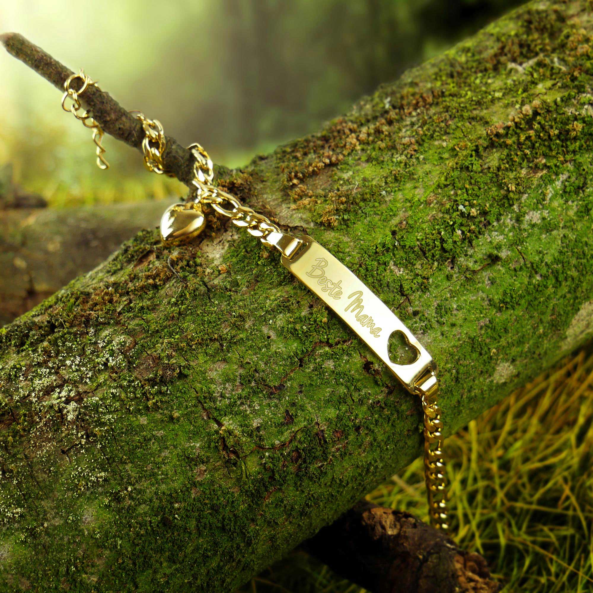 Gold Armband mit Herzstanze - Beste Mama